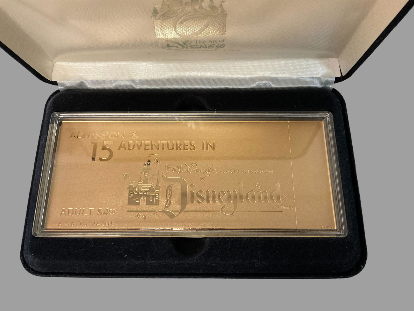 Disneyland Replica Gold Plated E-Ticket and Ticket Book Limited Edition with Display Case (1 of 7)