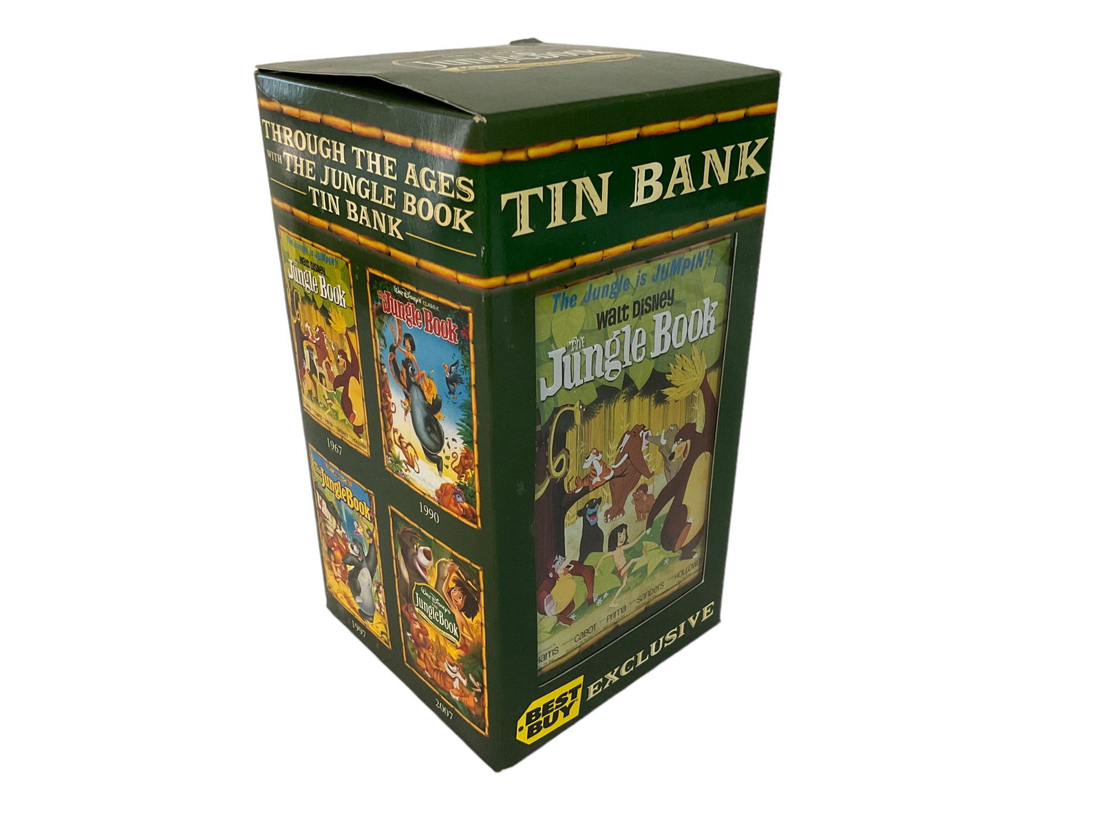 Walt Disney The Jungle Book Tin Bank: Walt Disney The Jungle Book Tin Bank, Measures approximately 8 1/2”Tx 4 1/2W, Never opened, Condition very good, box has some wear, see photographs