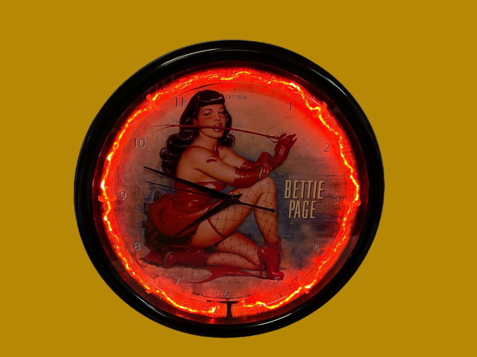 Bettie Page Red Devil Whip Neon Clock, 2003 (1 of 5)