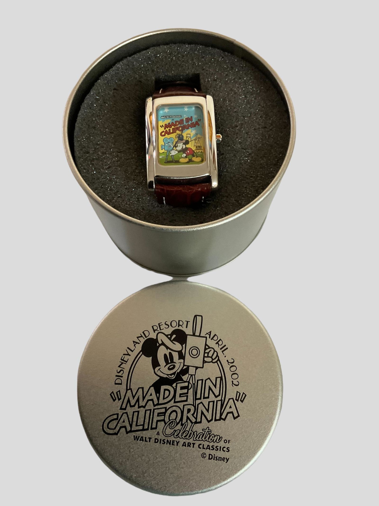 Disney Mickey Mouse Made in California Celebration Limited Edition Watch: Disney Mickey Mouse Made in California Celebration Limited Edition Watch, Tin dated April 2002, Condition very good, see photographs, not tested