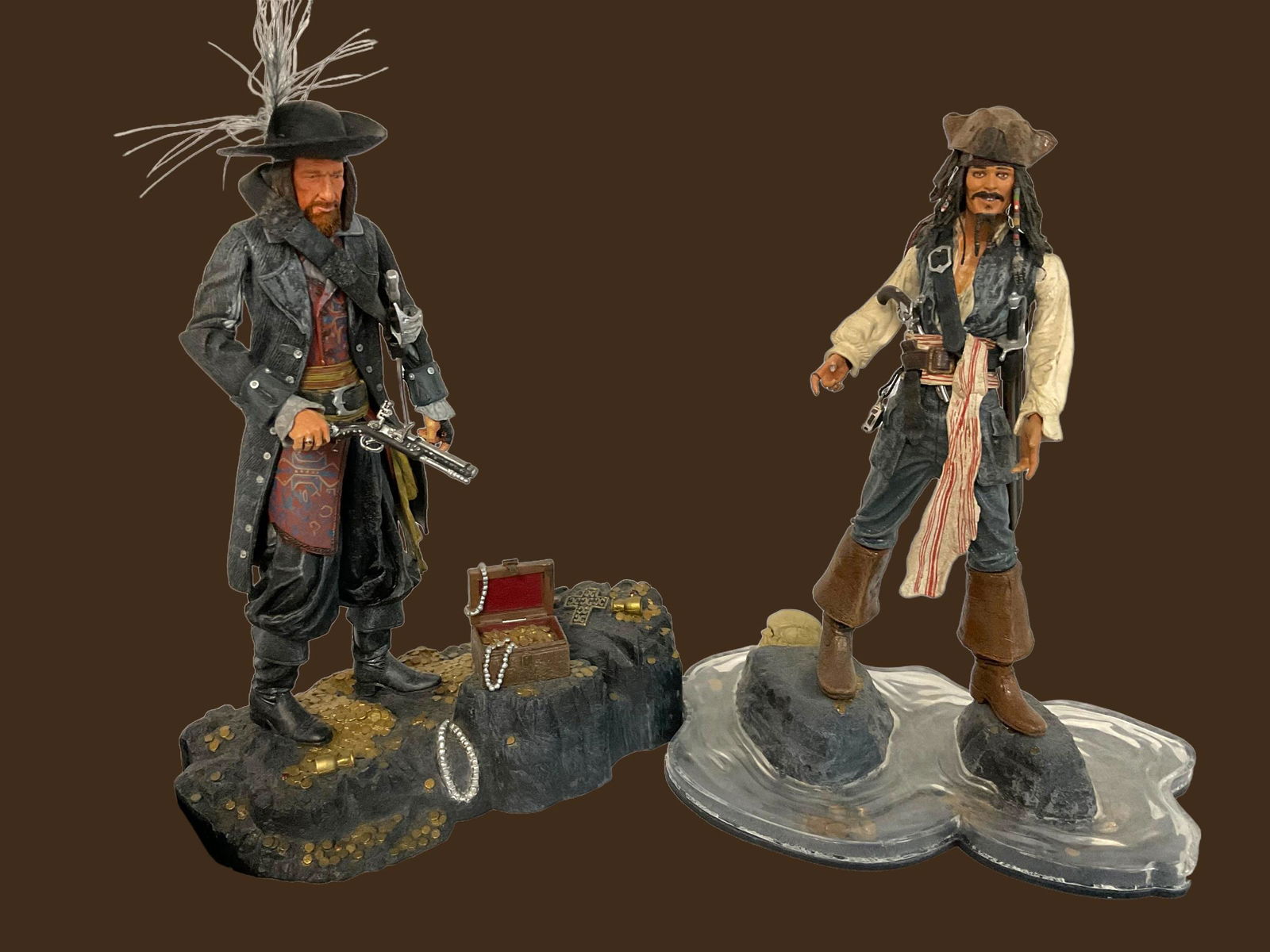 Pirates of the Caribbean Capt Jack Sparrow Barbosa Figurines and Pirates Life for Me Bandana: Pirates of the Caribbean Capt Jack Sparrow Barbosa Figurines and Pirates Life for Me Bandana, Condition very good, see photographs
