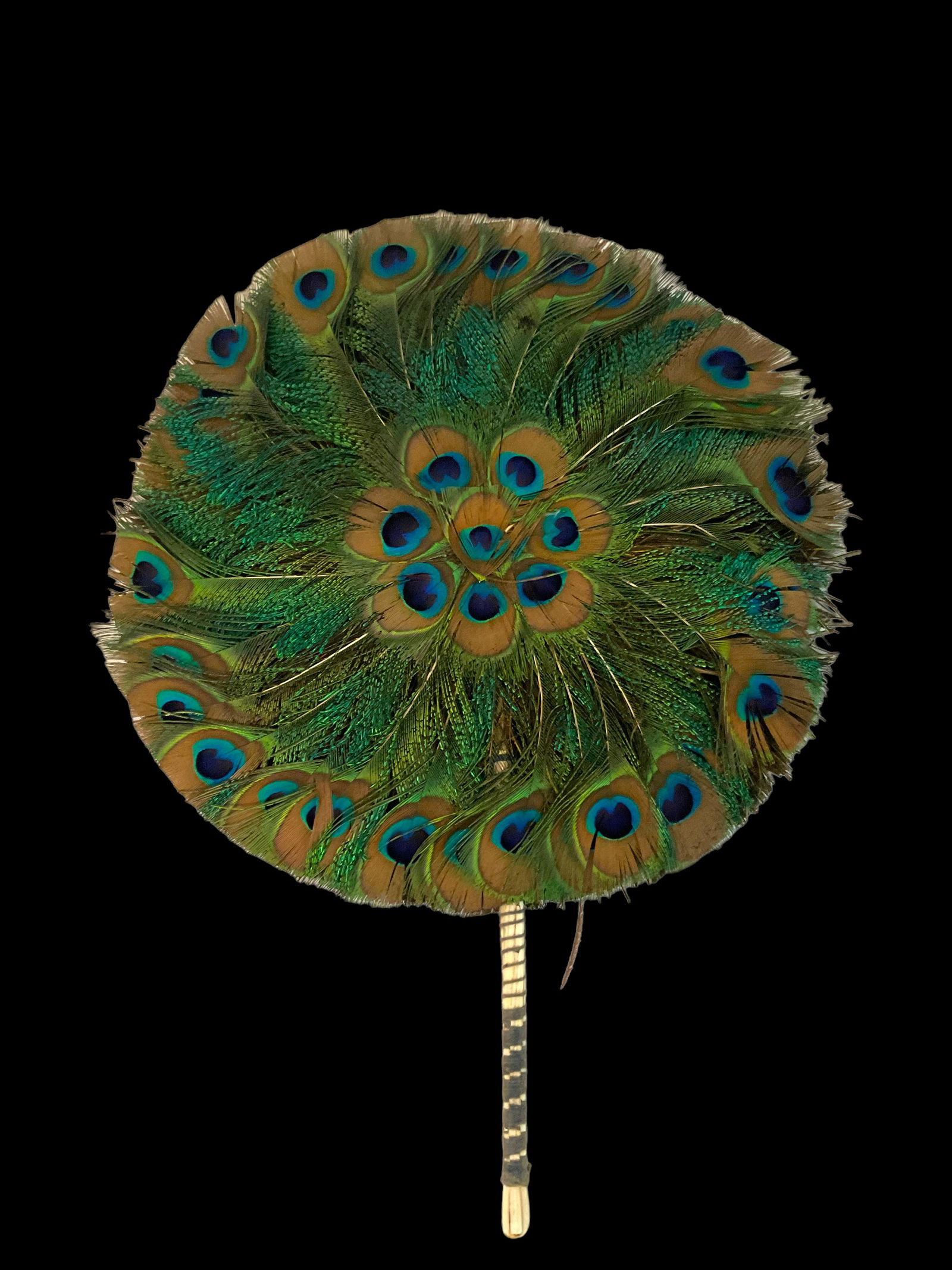 Art Deco Vintage Double Sided Peacock Feather Fan (1 of 12)