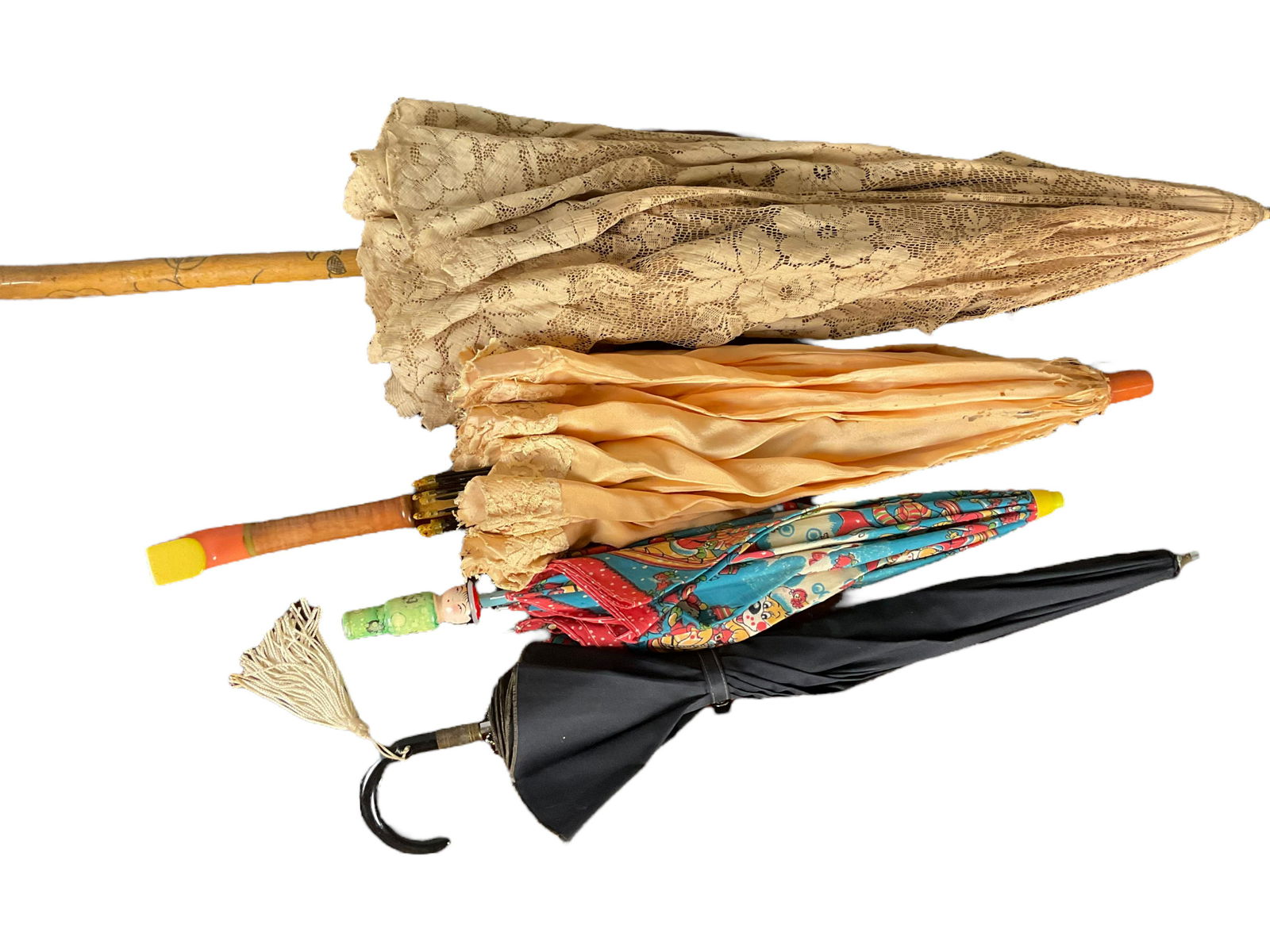 Collection of 4 Antique and Vintage Parasols and Umbrellas with Tin Holder (1 of 20)