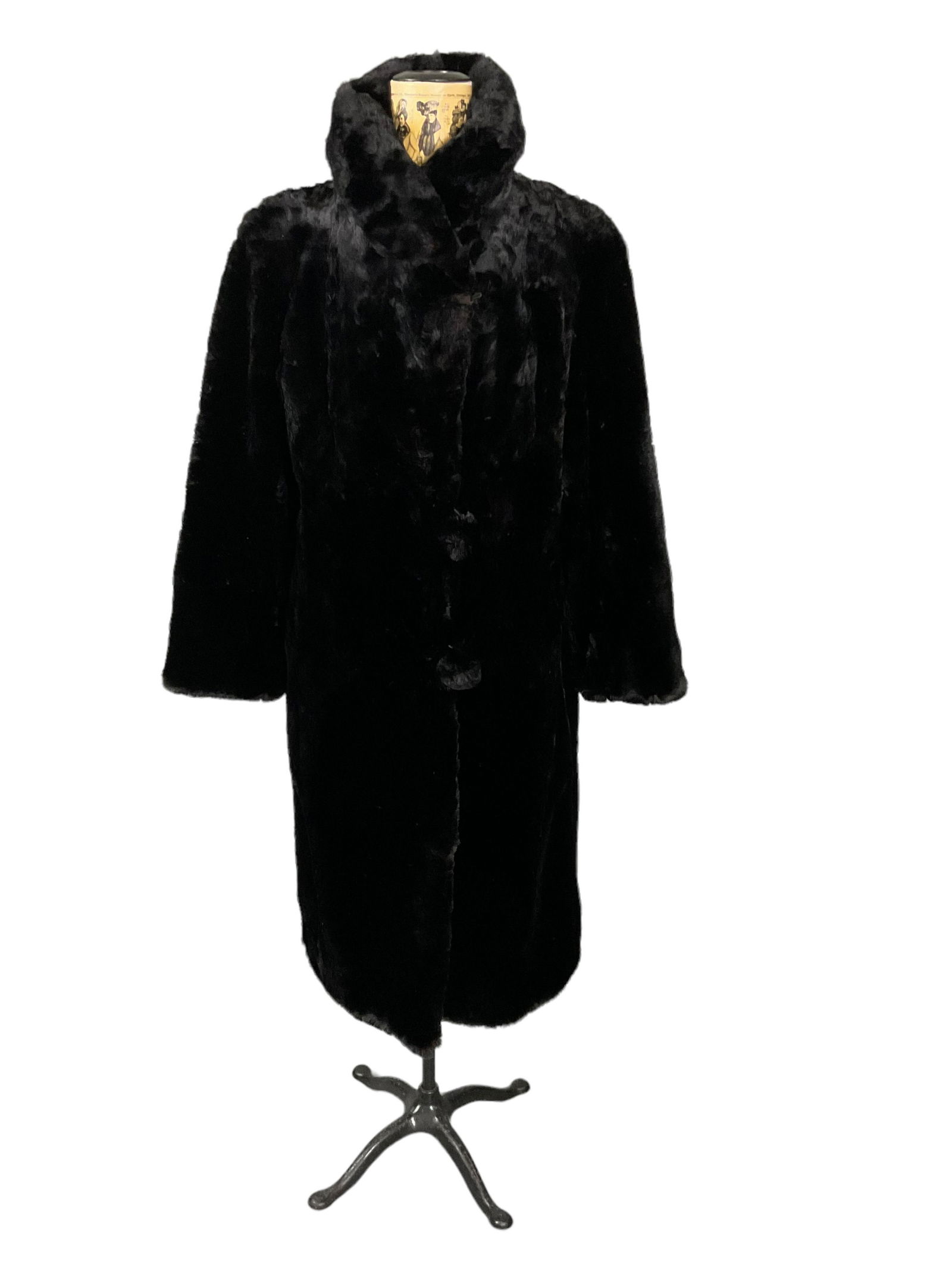 Black Full Length Fur Coat (1 of 7)