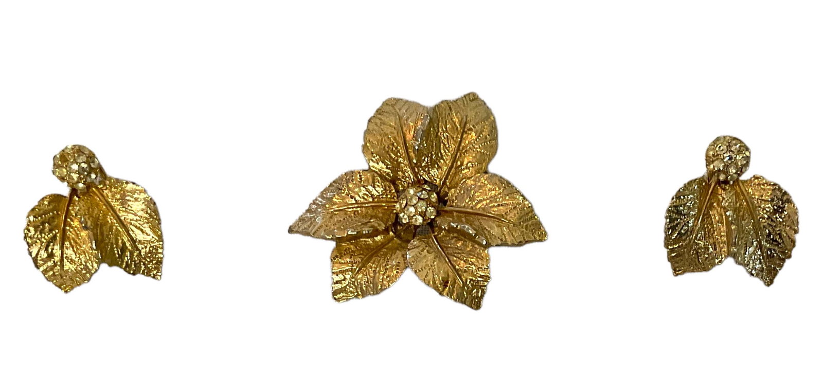 Judy Lee Christmas Poinsettia Brooch and Earrings (1 of 4)