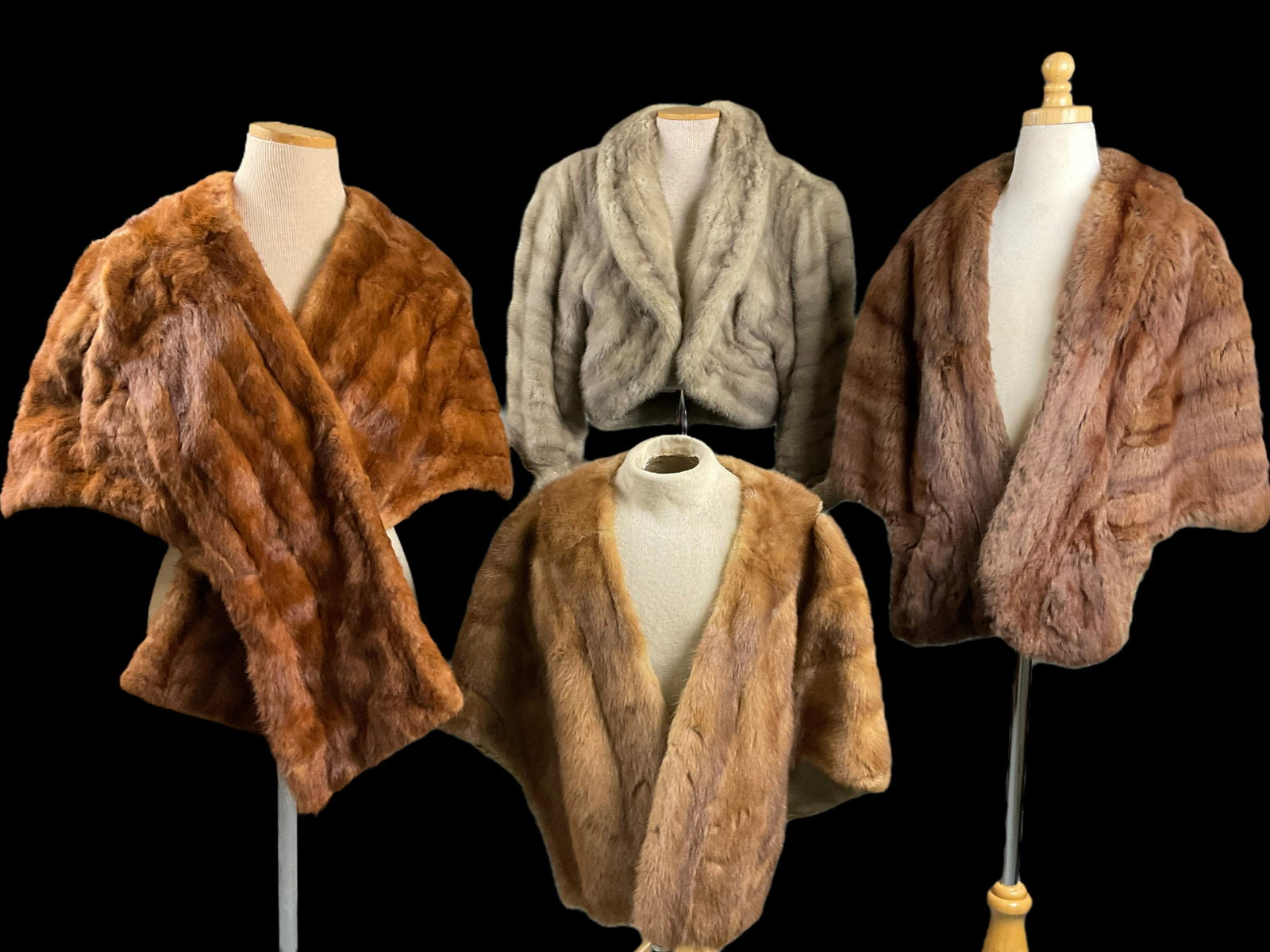 4 Vintage Mink Fur Stoles, Capes (1 of 11)