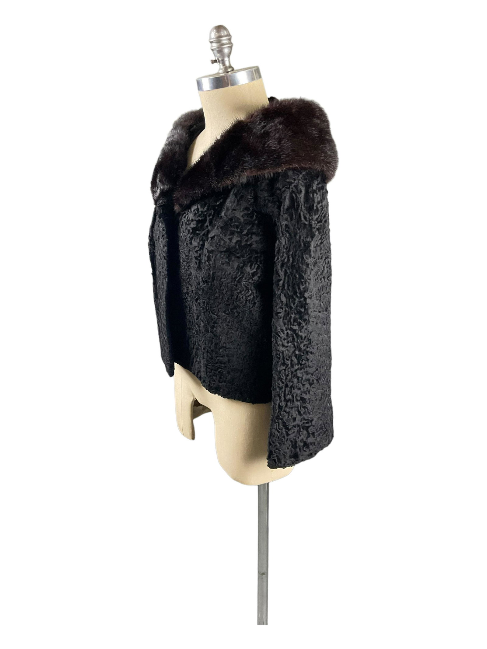 Black Persian Lamb Cape with Mink Collar (1 of 5)