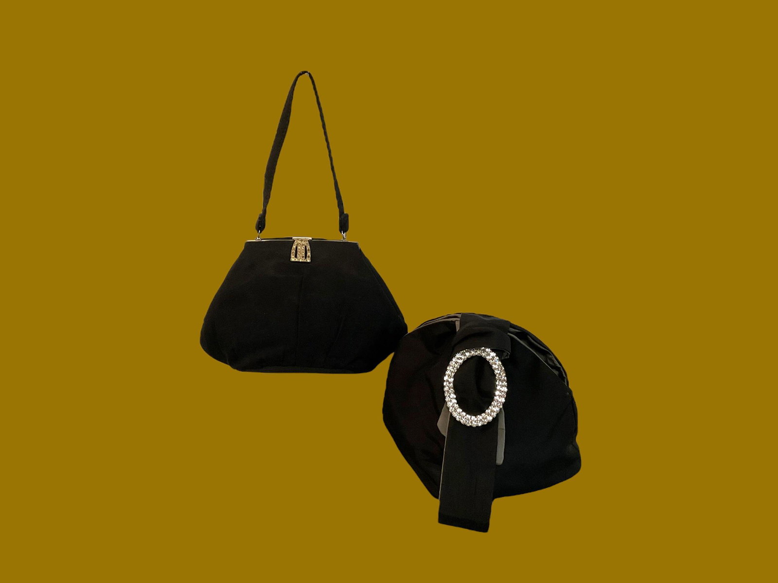 2 Vintage Silk Purses with Rhinestones (1 of 4)