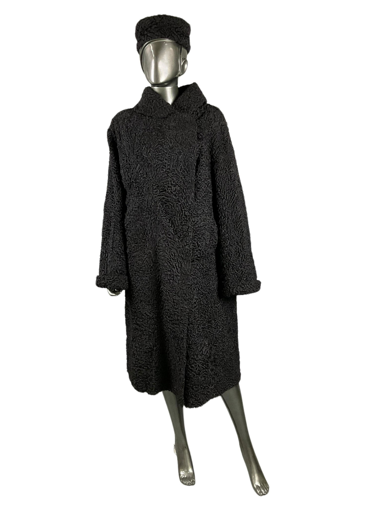 Full Length Black Persian Lamb Coat and Hat (1 of 8)
