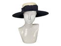 Paramount Navy and White Wide Brimmed Hat Trimmed with Navy Grosgrain Ribbon