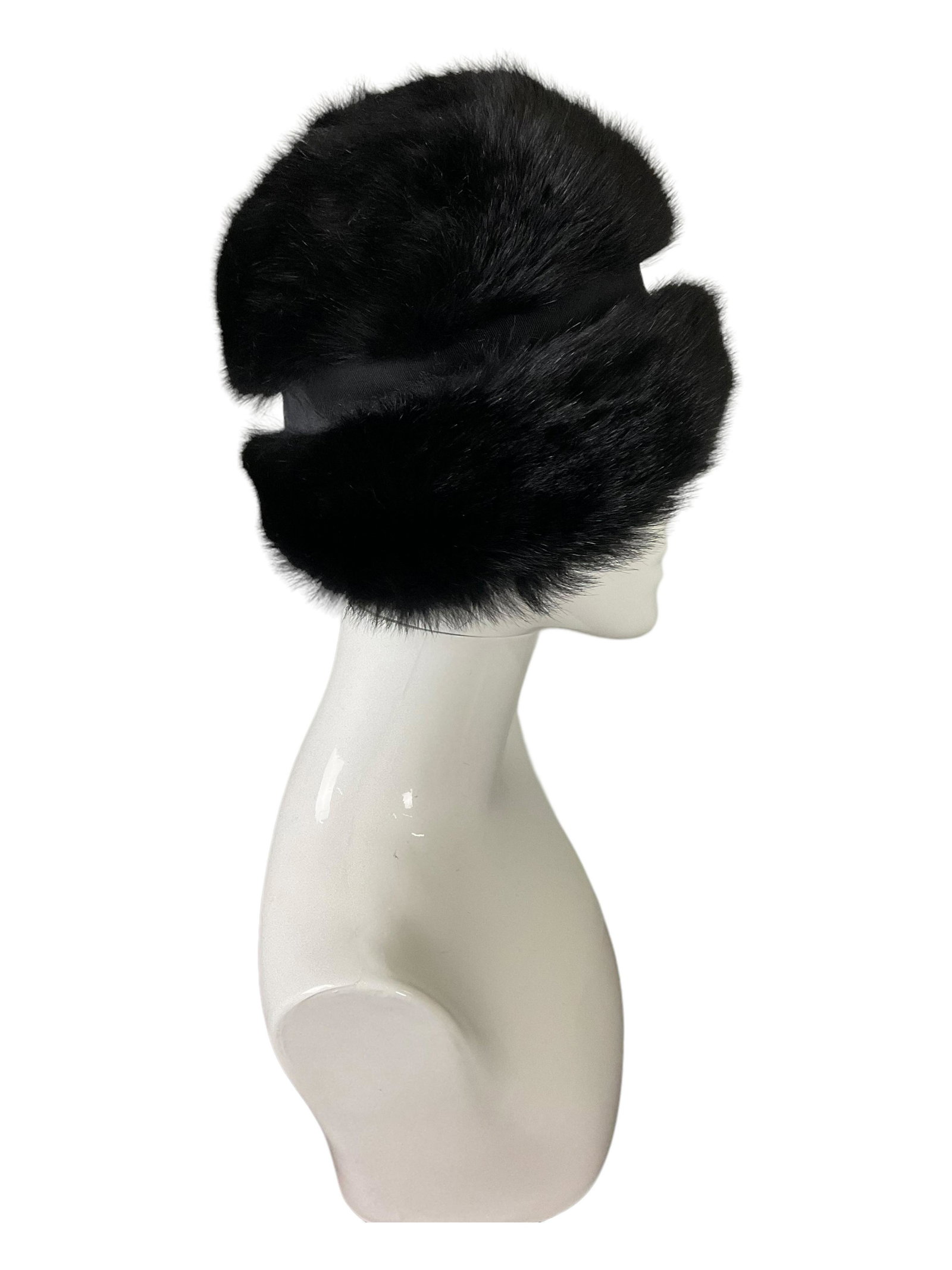 Womens Black Fur Hat (1 of 4)