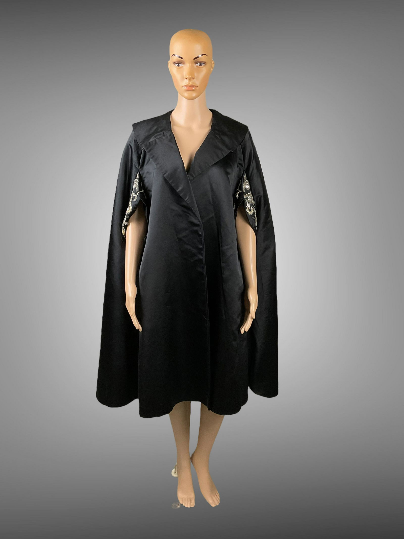 1960s Mr. Blackwell Custom Rhinestone Black Cape (1 of 7)