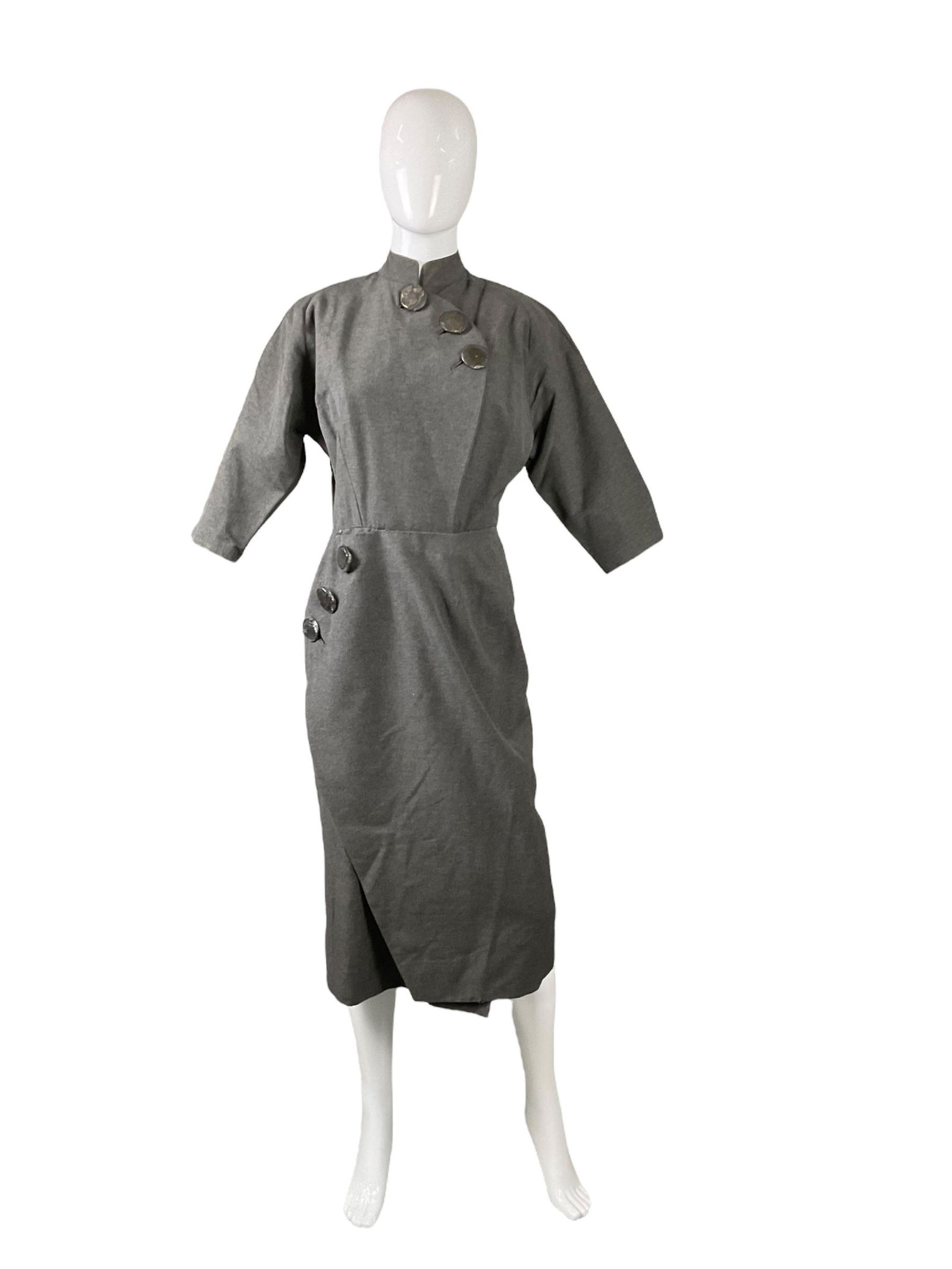 1940s Gray Wool Dress by Betty Froment (1 of 7)