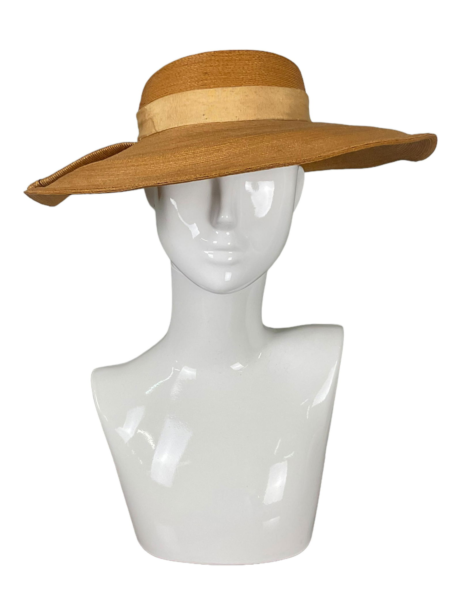 Macys Tan Straw Hat with Open Top (1 of 6)