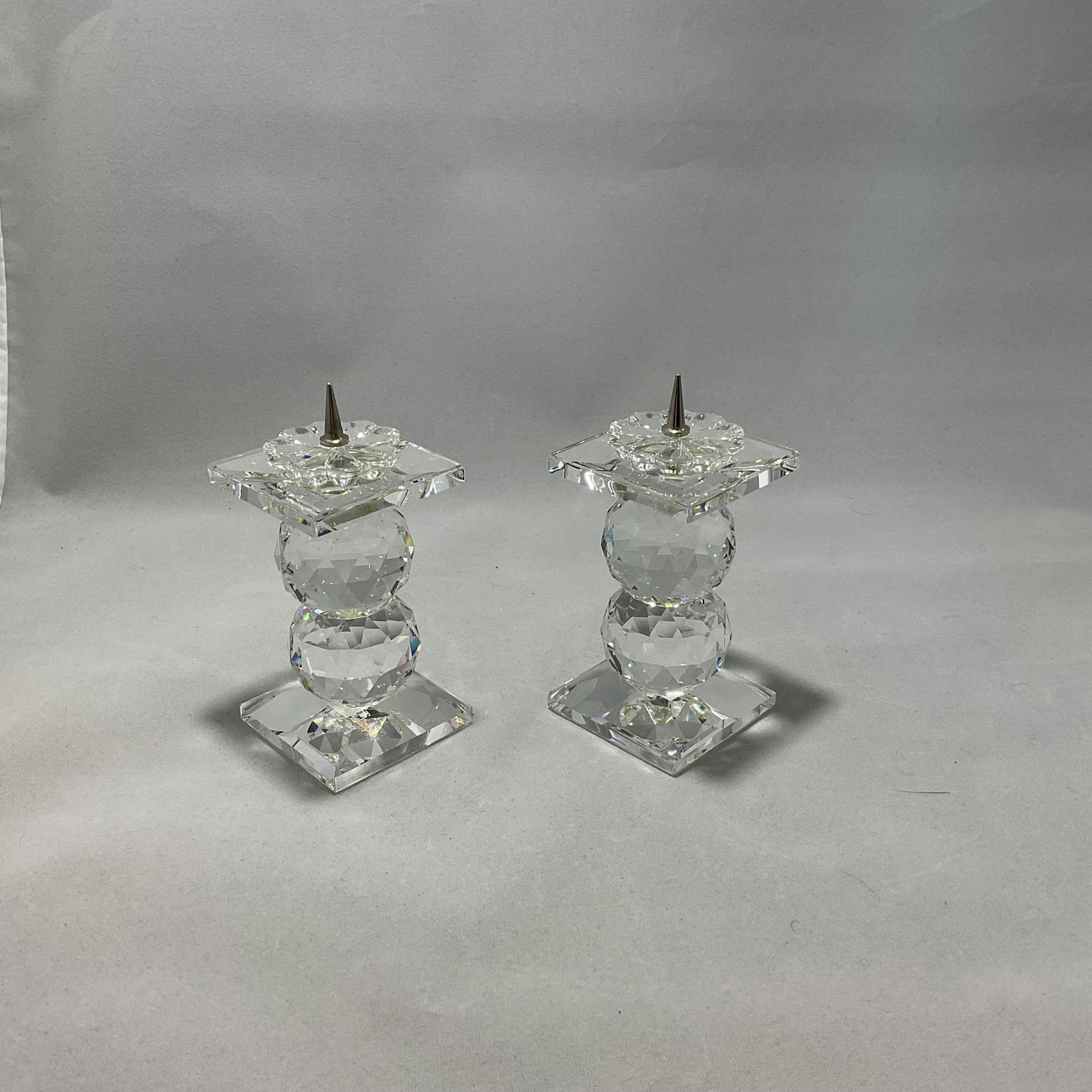 Pair of Swarovski Crystal Double Ball Candleholders (1 of 3)
