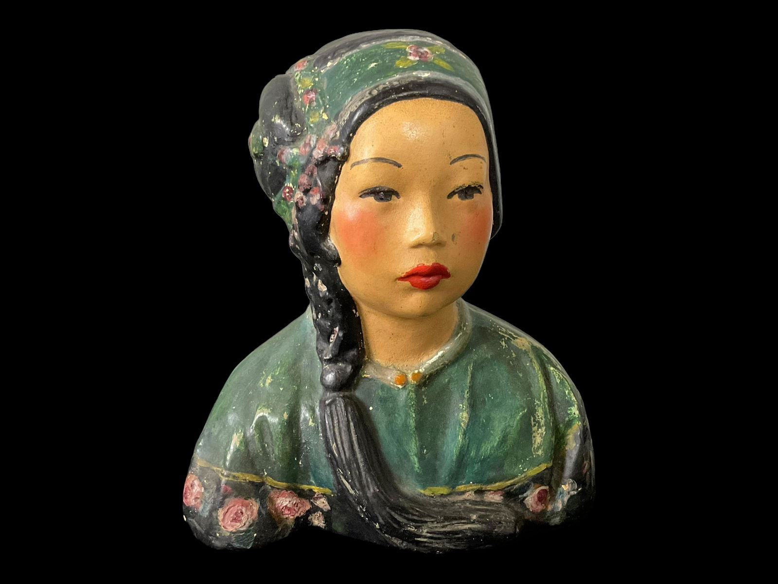 Vintage Asian Woman Chalkware Bust (1 of 4)