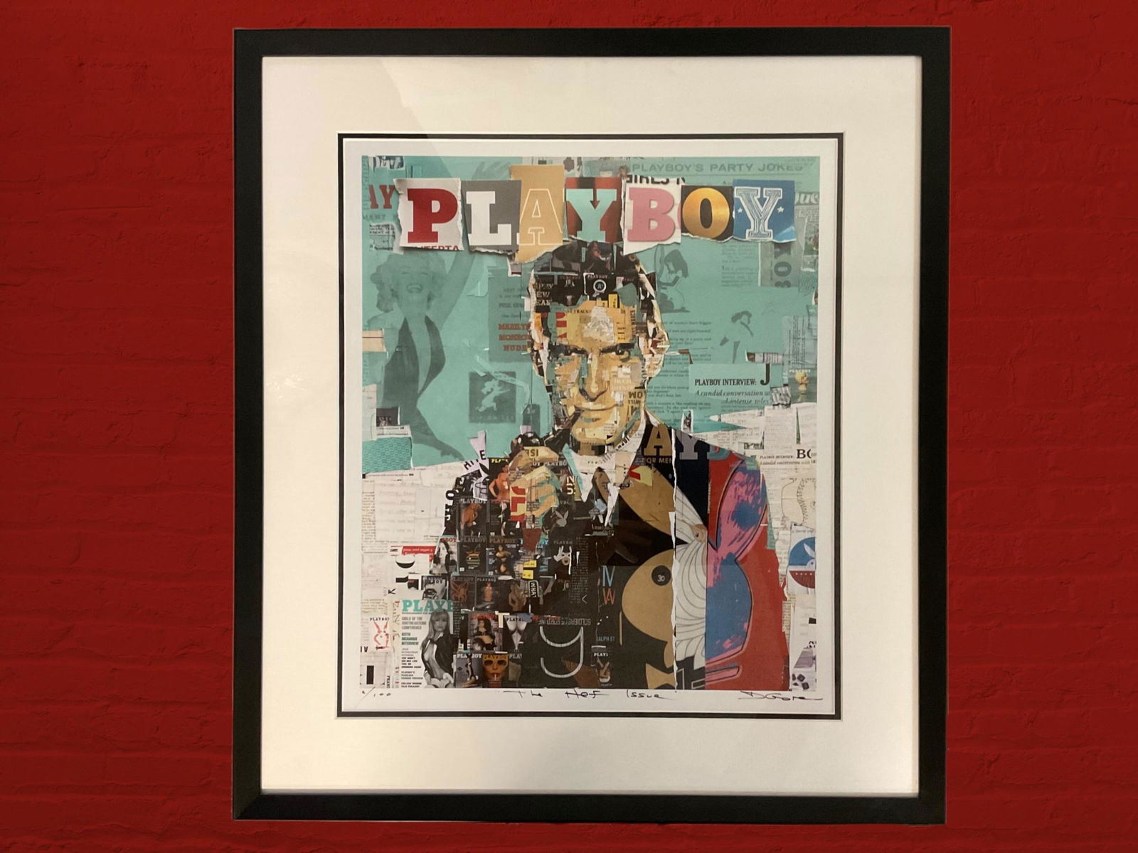 Framed Derek Gores, Signed, Limited Edition Print, Playboy Magazine The Hef Issue Hugh Hefner (1 of 6)