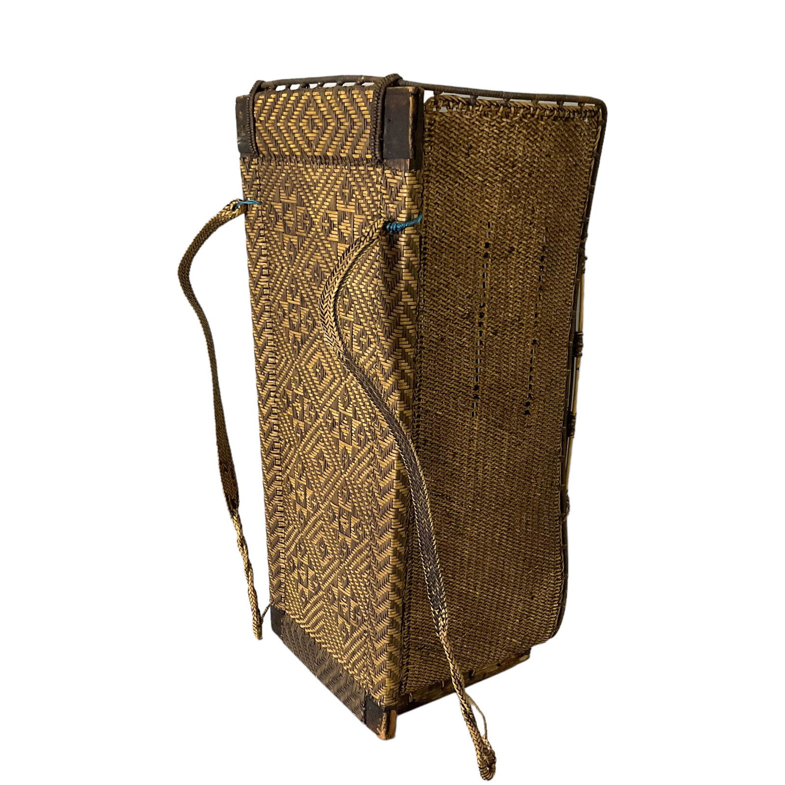 Indonesian Rattan Backpack: Indonesian Rattan Backpack, Measures approximately 21 3/4" H, 8" W, 8" D, Condition very good, some wear on base, see photographs