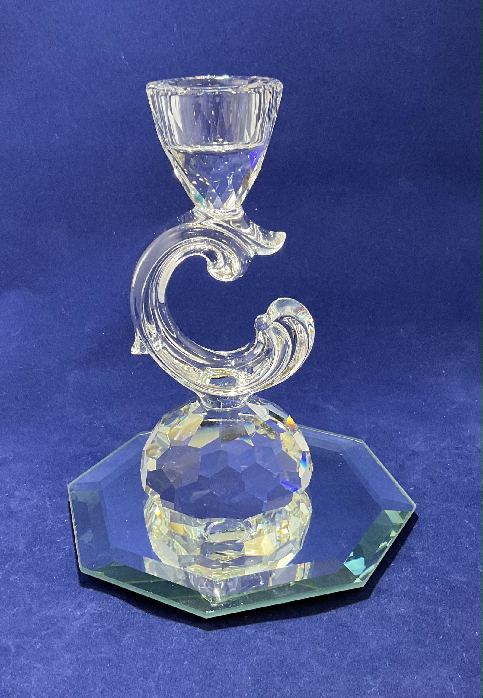 Swarovski Crystal Figurine Baroque Candleholder Number 7600NR121: Swarovski Crystal Figurine, Baroque Candleholder, Number 7600NR121, Unsigned, With Box, Measures 5 1/4" H, Condition very good, see photographs