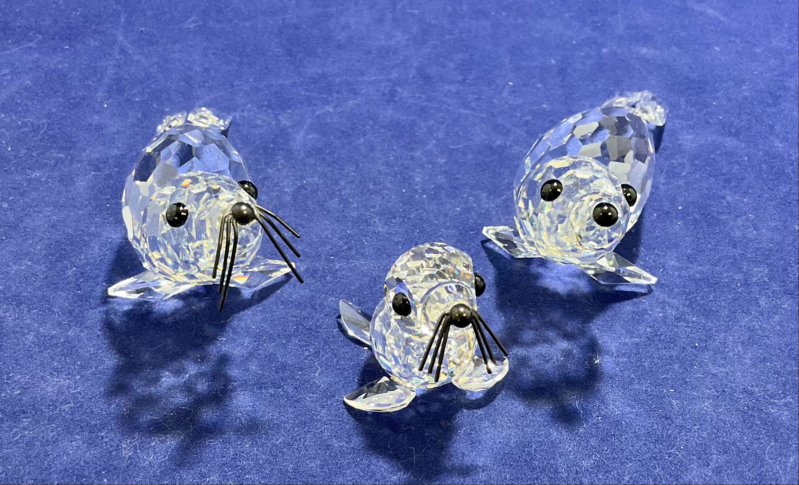 Group of 3 Swarovski Crystal Figurines Mini Baby Seal Large Seal No Whiskers Large Seal Silver (1 of 4)