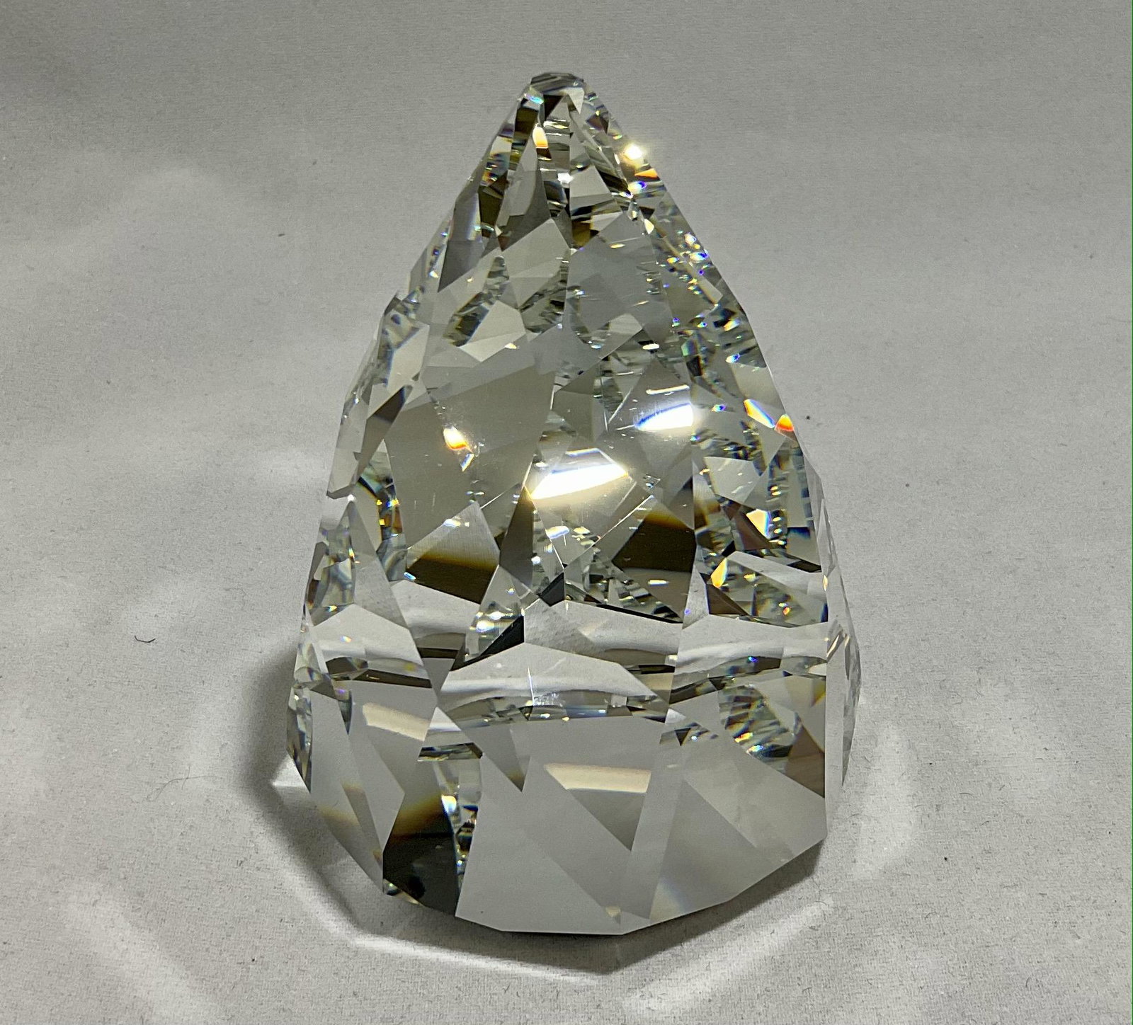 Swarovski Crystal Figurine Cone Paperweight: Swarovski Crystal Figurine Cone Paperweight, Unsigned, With Box, Note the original packing material has been replaced, Condition very good, see photographs