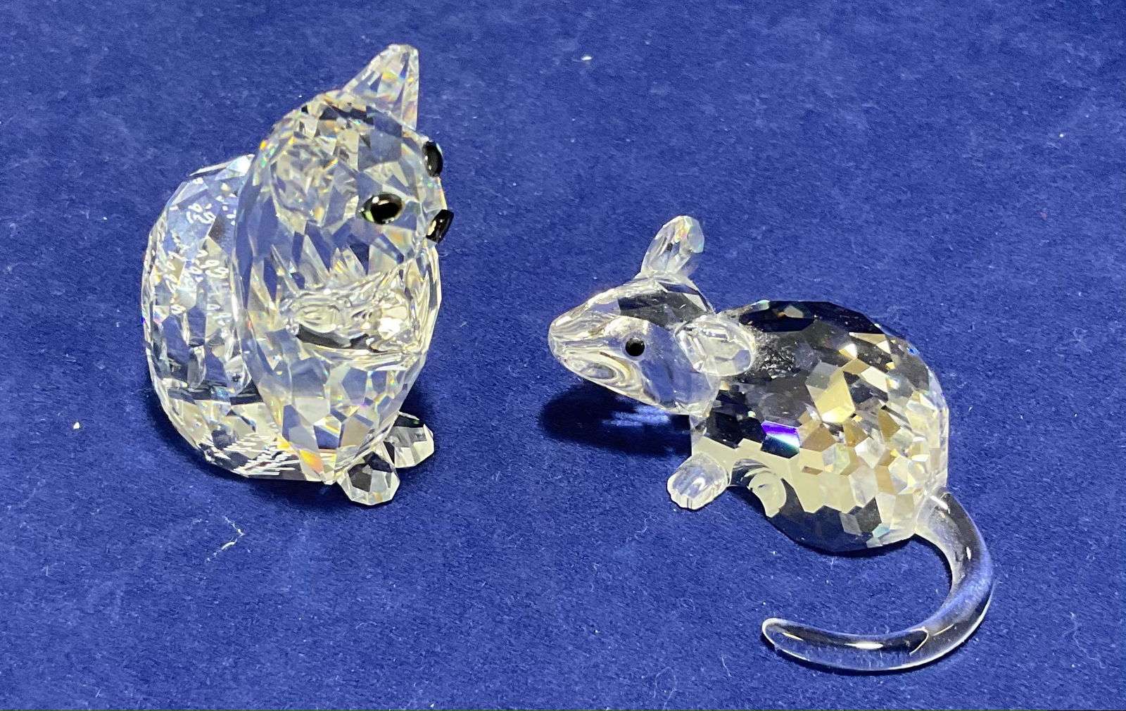 Pair of Swarovski Crystal Figurines Cat and Mouse (1 of 4)