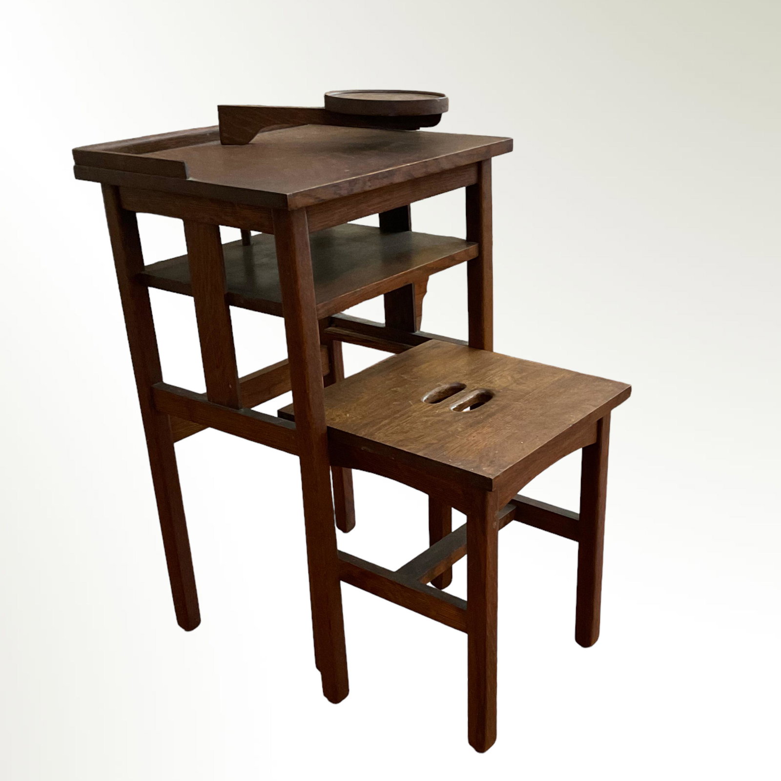 Arts and Crafts Stickley Brothers Telephone Table with Pivoting Arm and Bench, Quaint Furniture Co. (1 of 8)