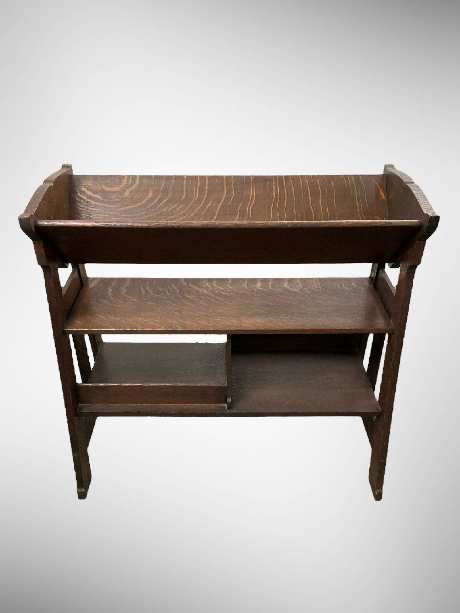 Arts & Crafts Book Rack with V Trough and two Lower Shelves (1 of 9)