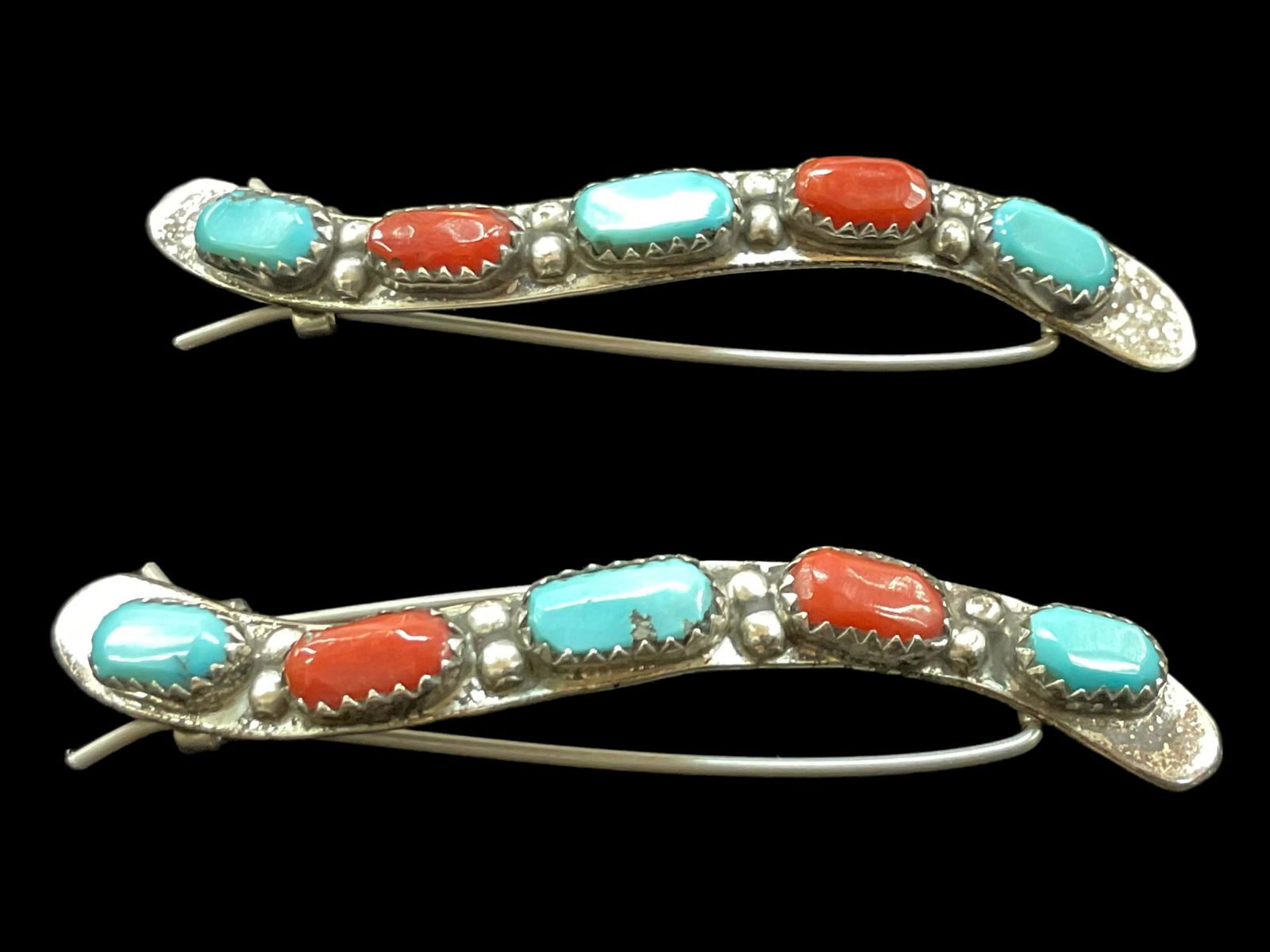 Nastacio Turquoise & Coral Pair Hair Barrettes (1 of 3)