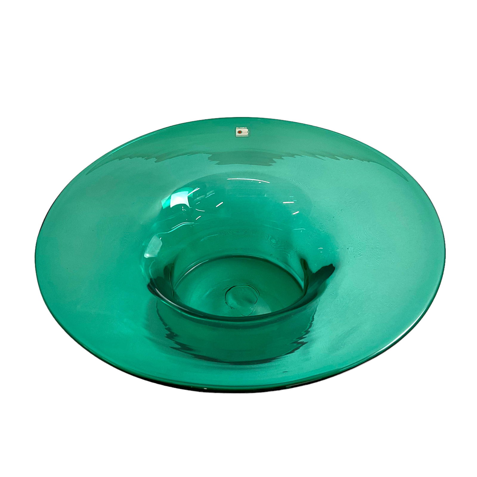 Blenko Art Glass Large Green Bowl (1 of 6)