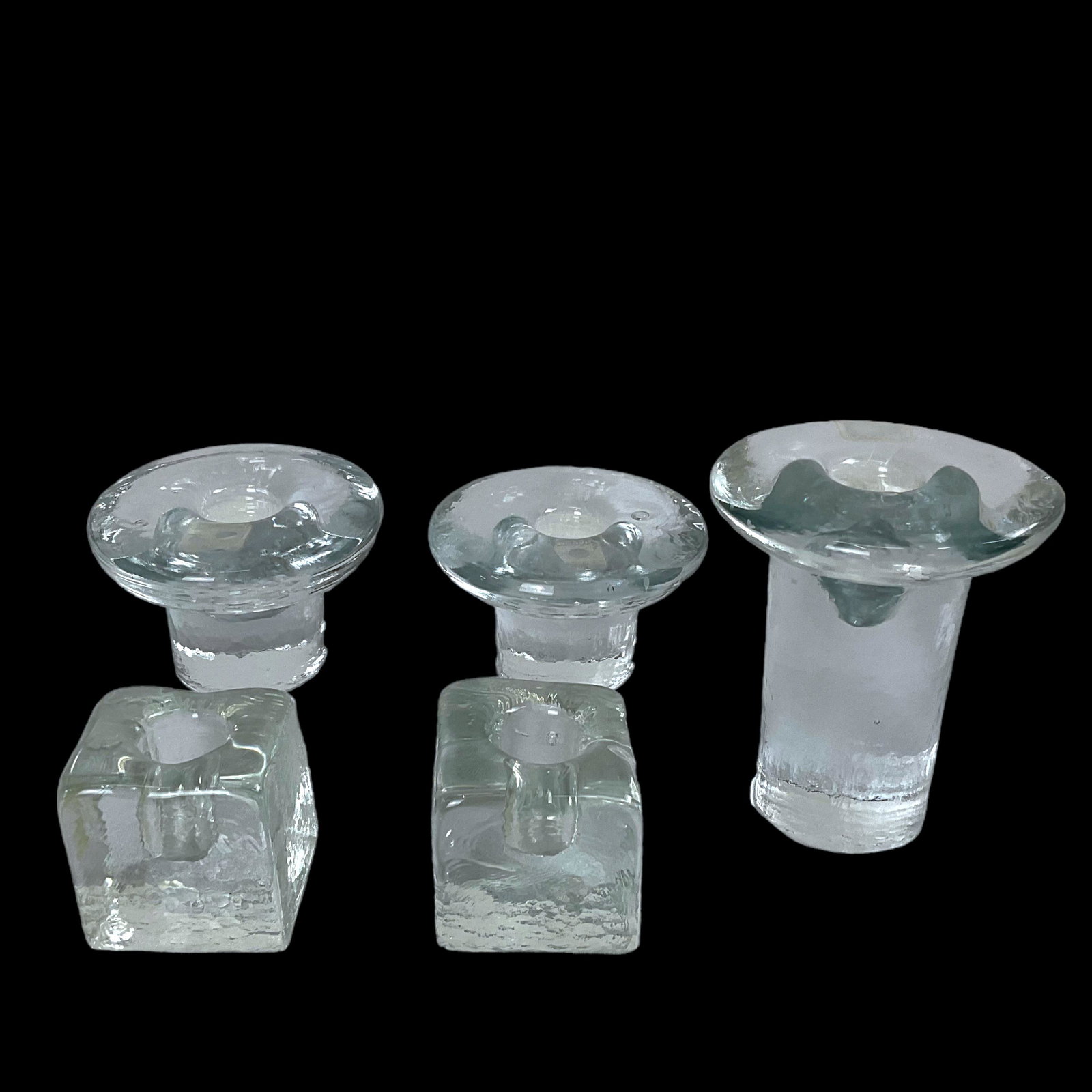 5 Blenko  Crystal  Ice Candle Holders 1980s (1 of 9)