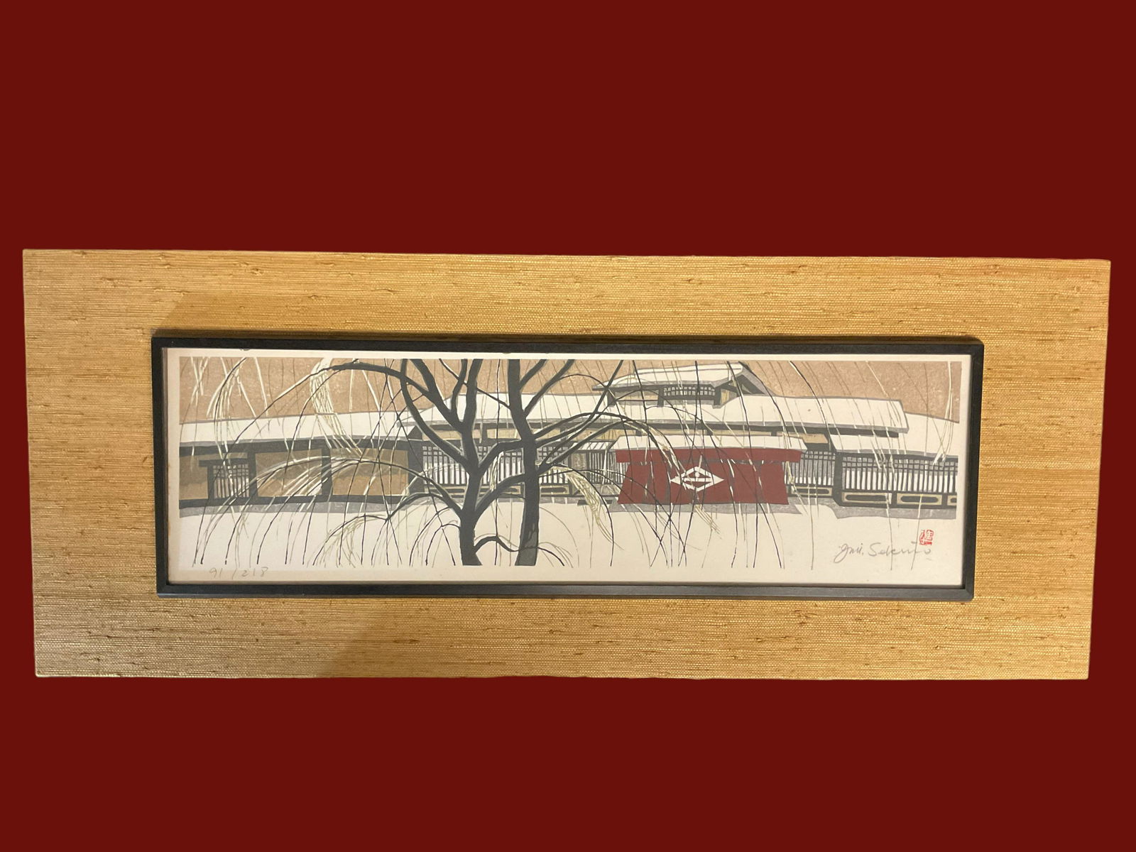 Junichiro Sekino "Teahouse and a Willow Tree", Signed and Numbered (1 of 7)