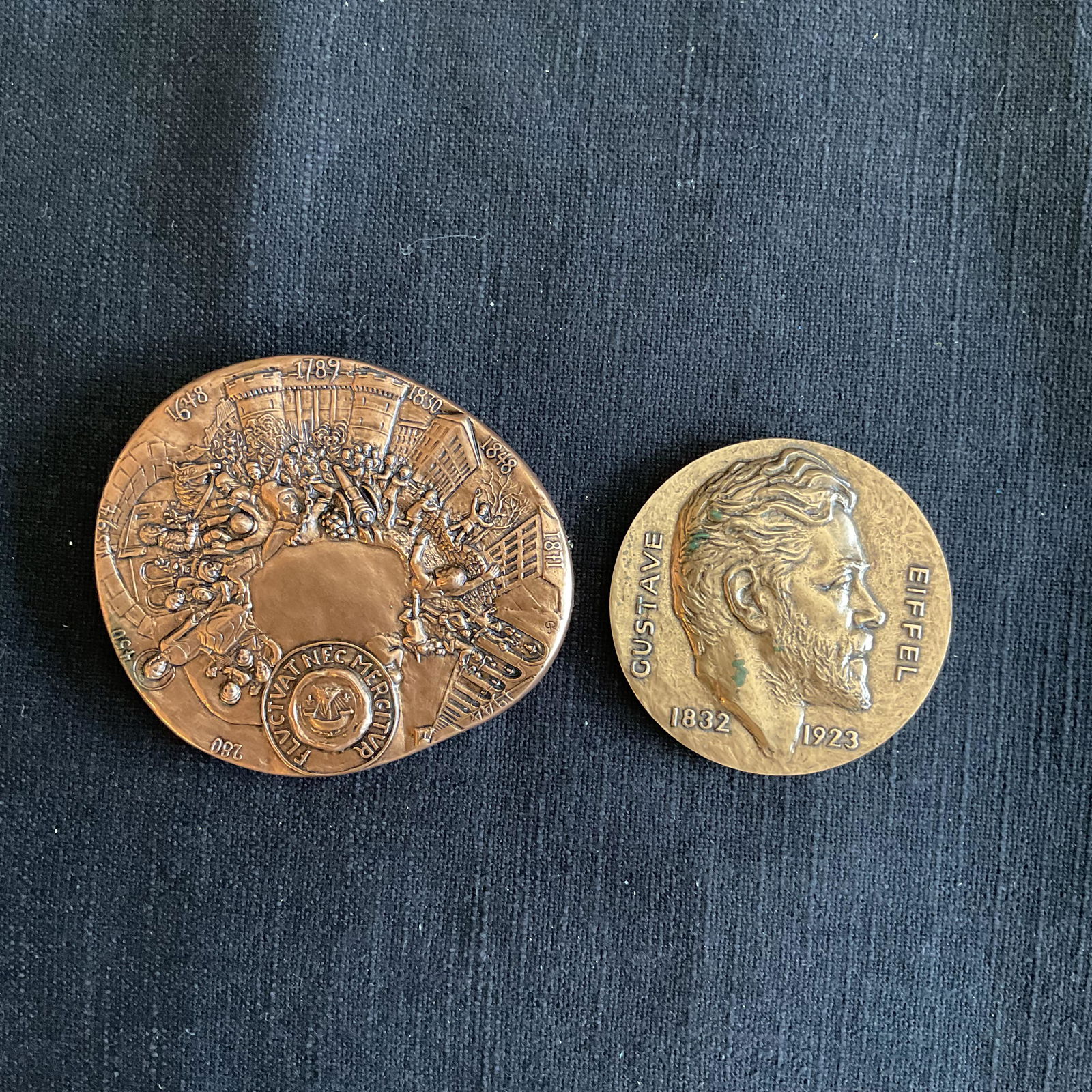 Group of Two Monnaie de Paris Copper Medals Gustave Eiffel and History of Paris (1 of 10)