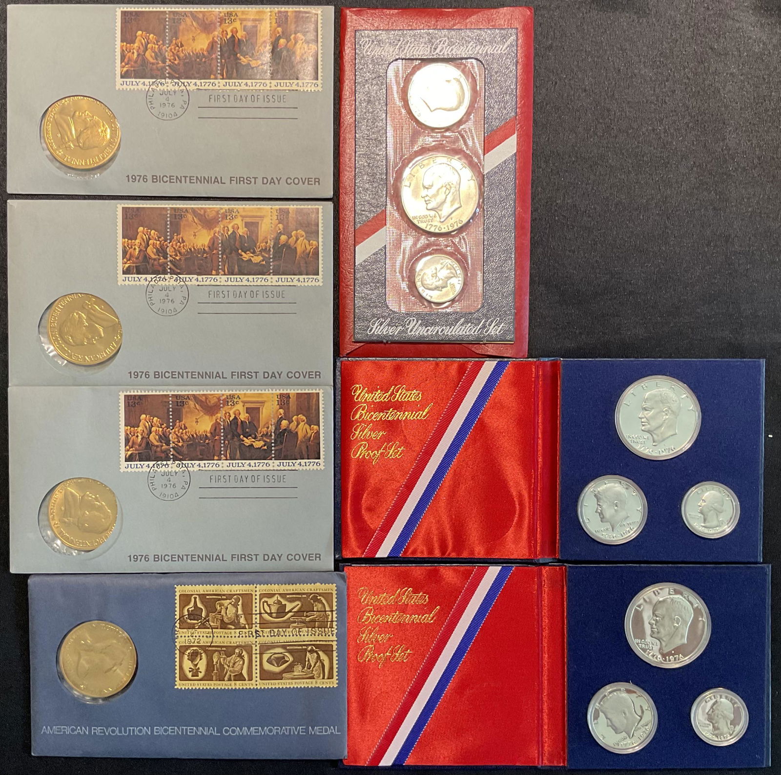 Group of Bicentennial Silver Proofs and Uncirculated Silver Coins and First Day Covers (1 of 4)