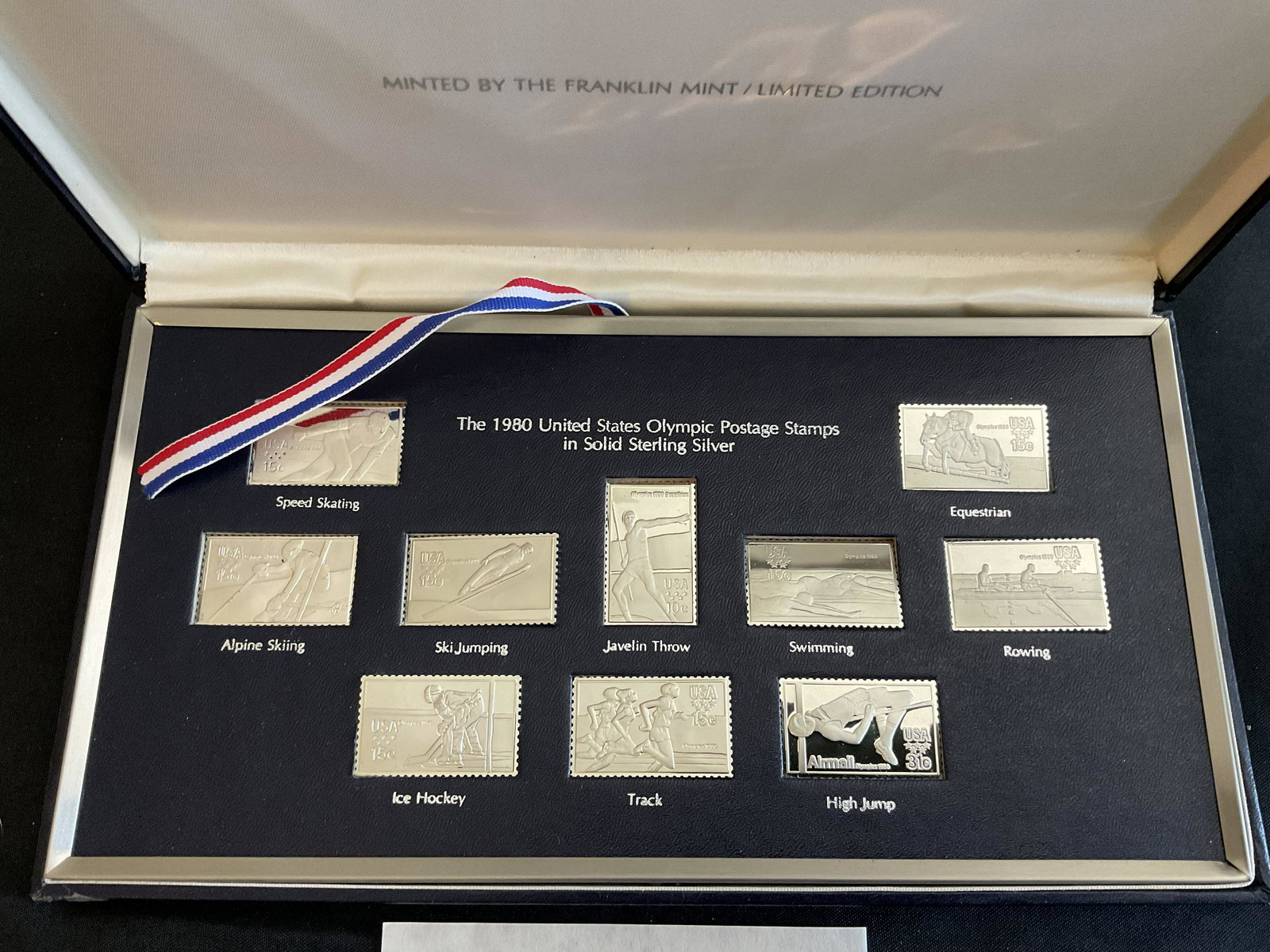 1980 US Olympic Postage Stamps in Sterling Silver Limited Edition COA (1 of 2)