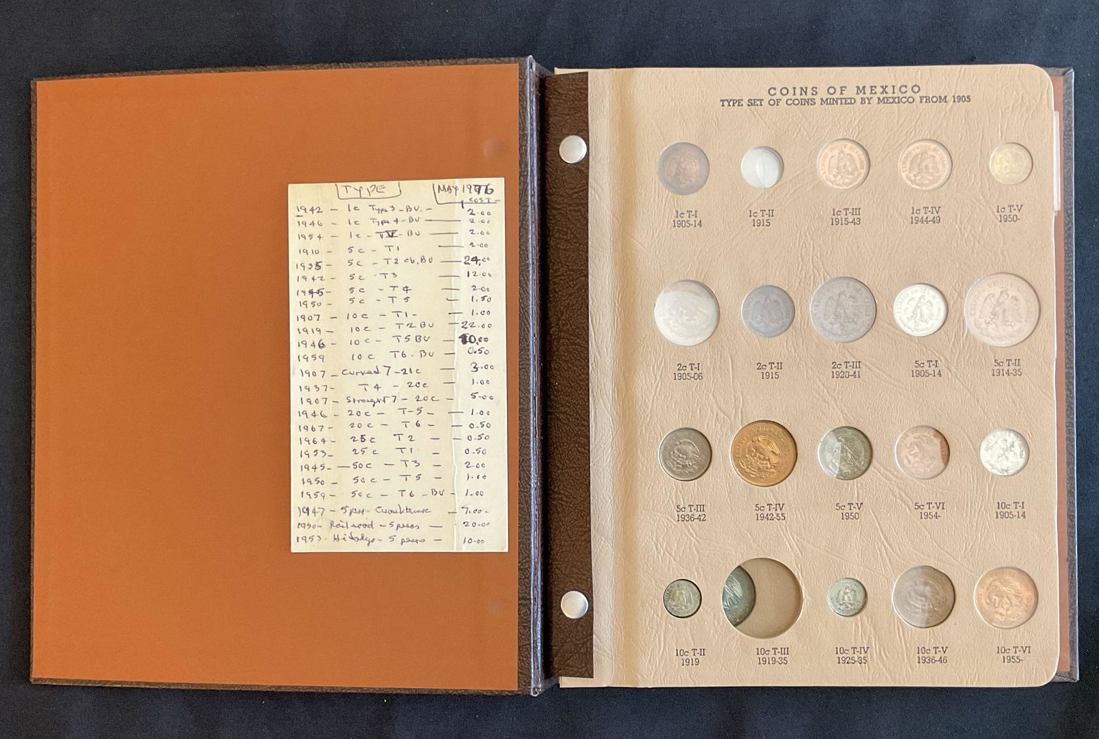 49 Coins Mexico Type Set of Coins 1905 - 1968 in Dansco Binder No. 7220 (1 of 7)