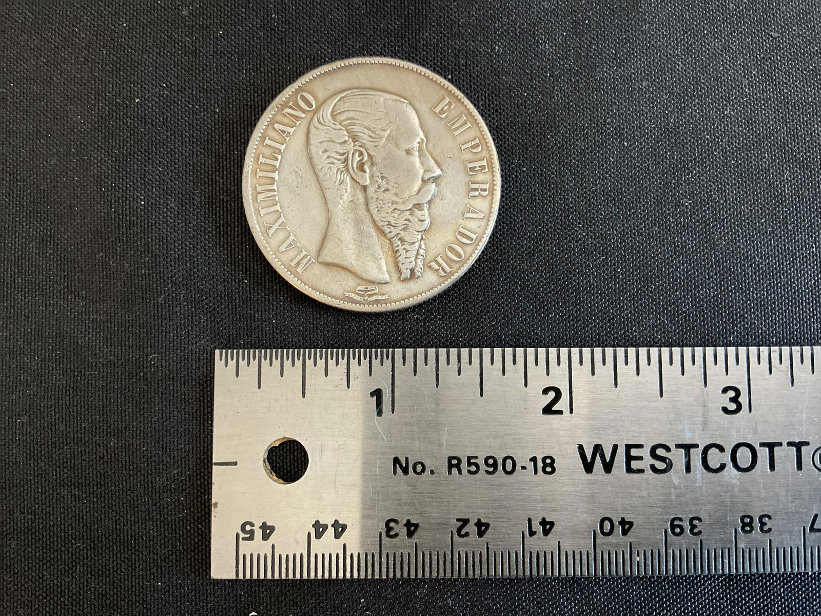 Mexico 1866 Mo 1 Peso Silver Coin Emperor Maximilian I (1 of 2)