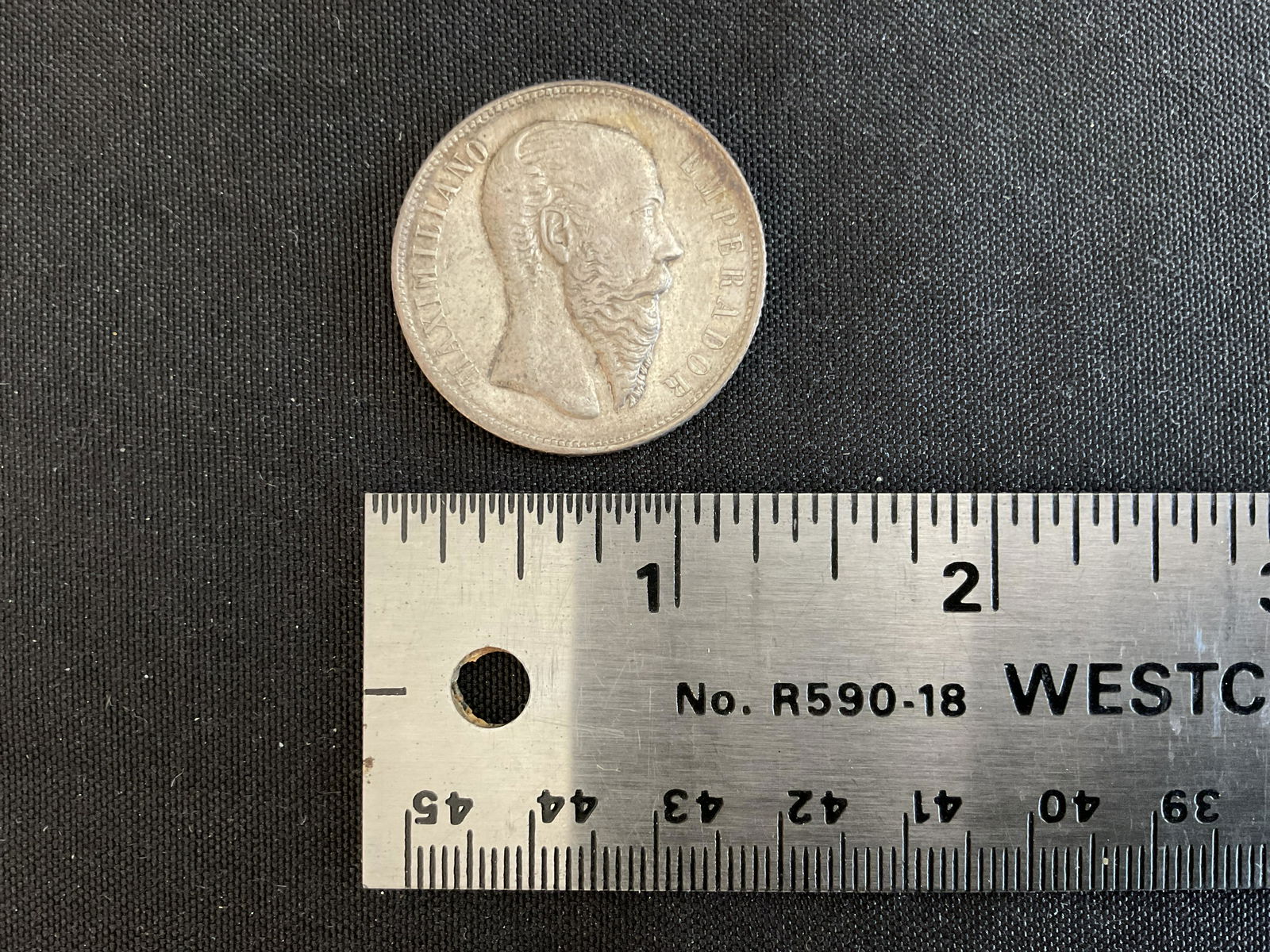 Mexico 1866 50 Centavos Silver Coin Maximilian I (1 of 2)