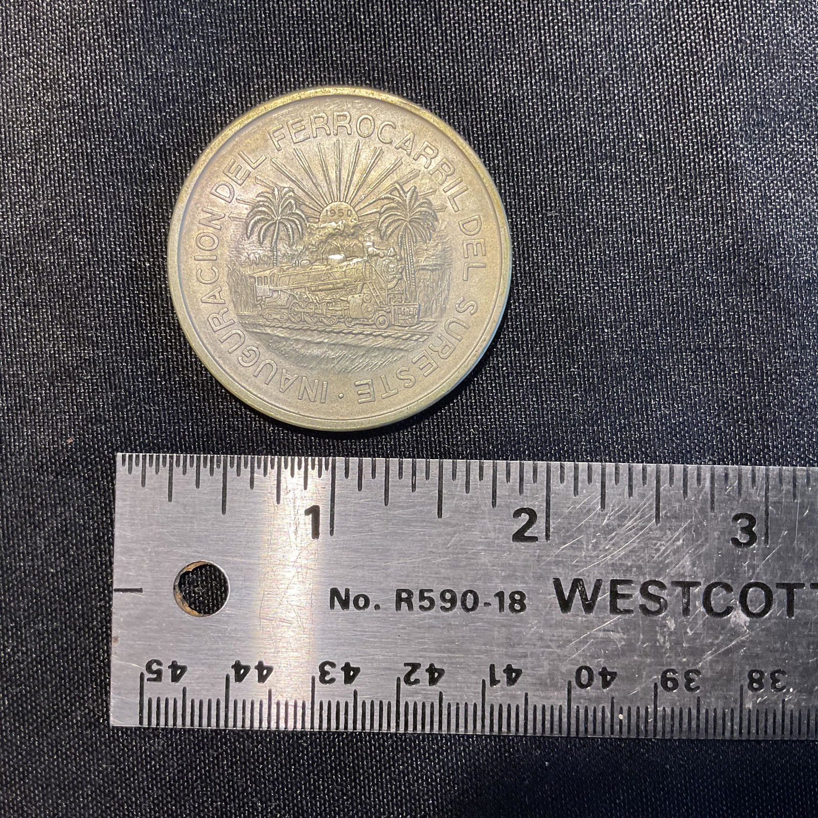 Mexico 1950 Silver Commemorative Coin Opening Southern Railway (1 of 2)