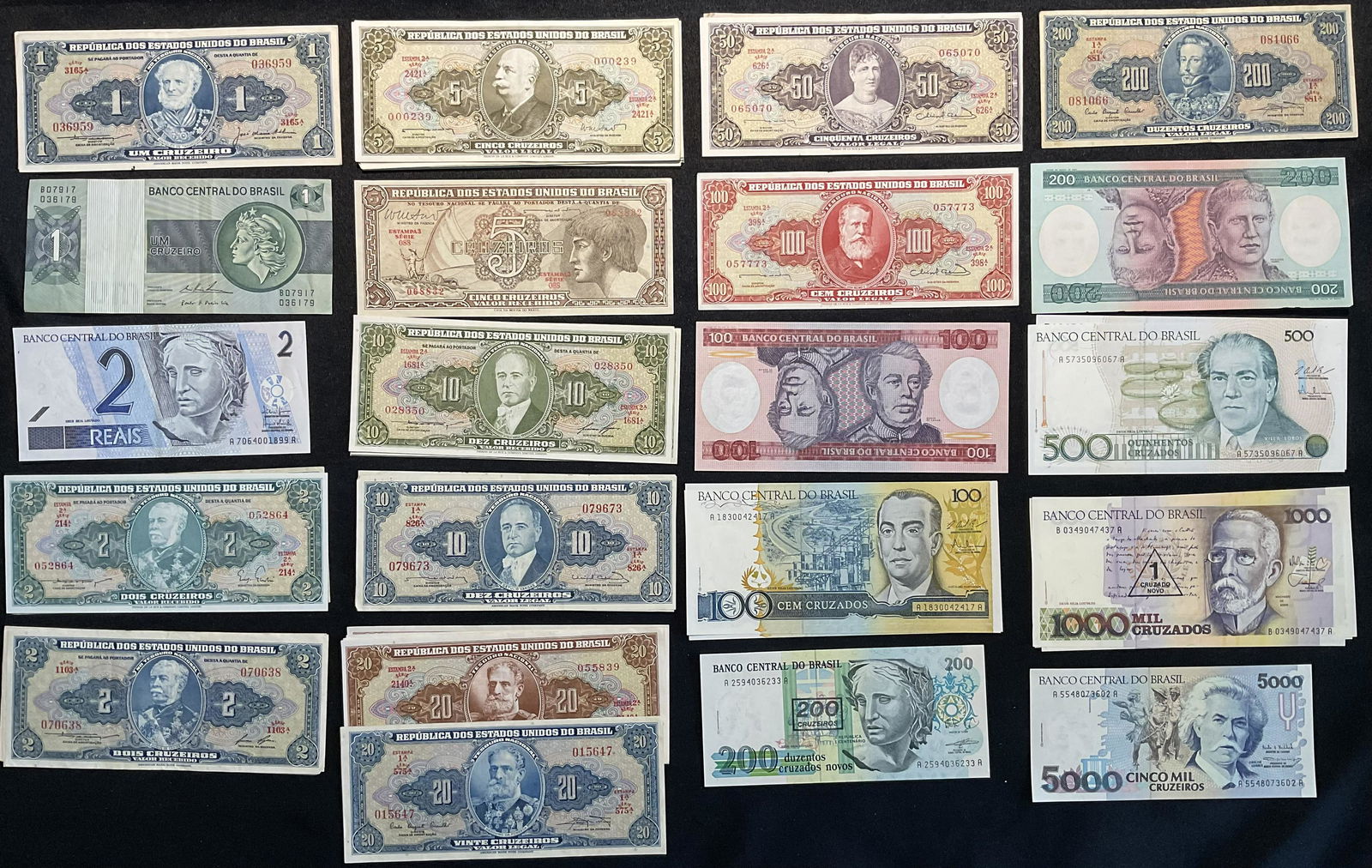 Group of 62 Brazil Bank Notes Mixed Dates and Denominations Currency (1 of 2)