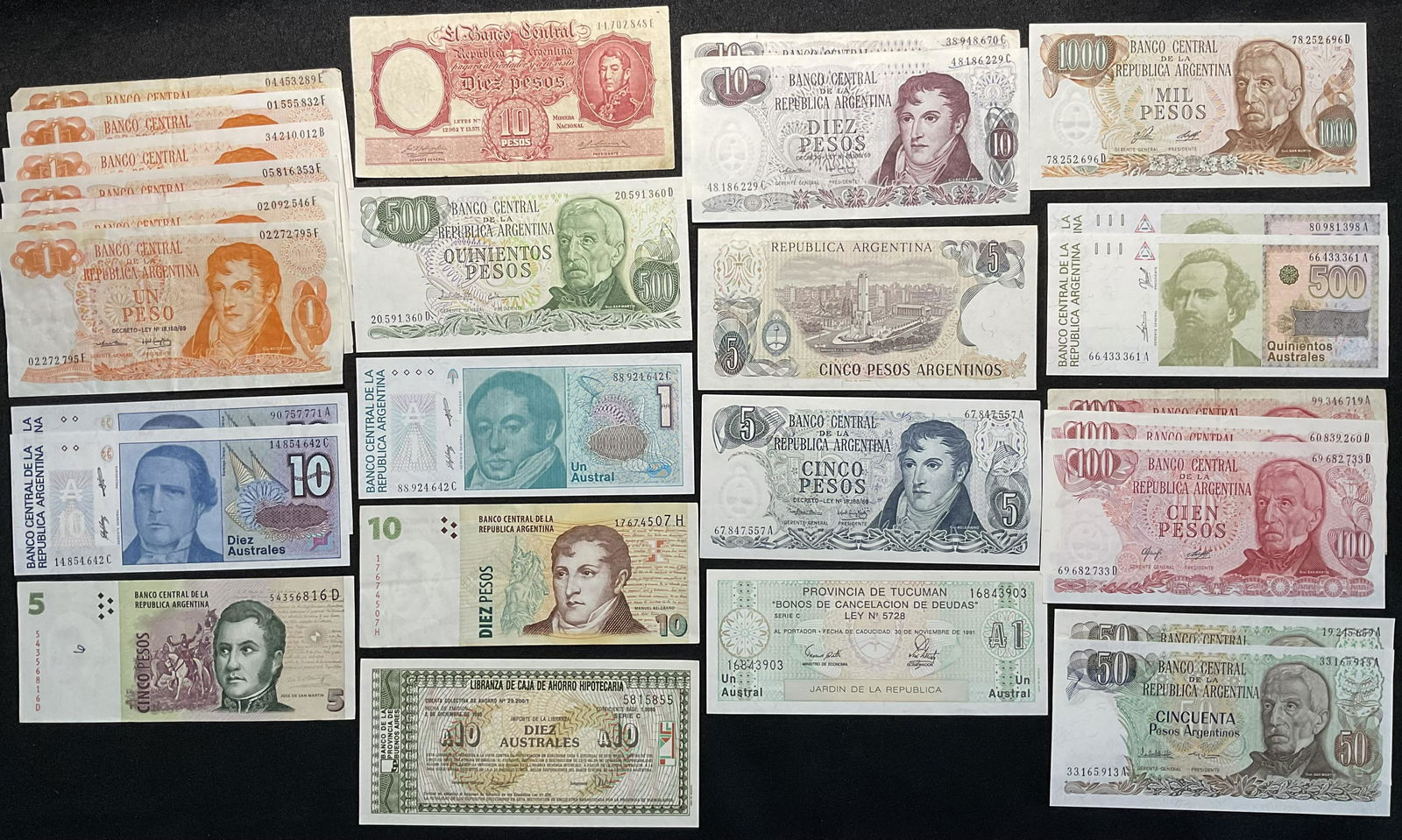 Group of 29 Argentina Banknotes Mixed Dates and Denominations (1 of 5)