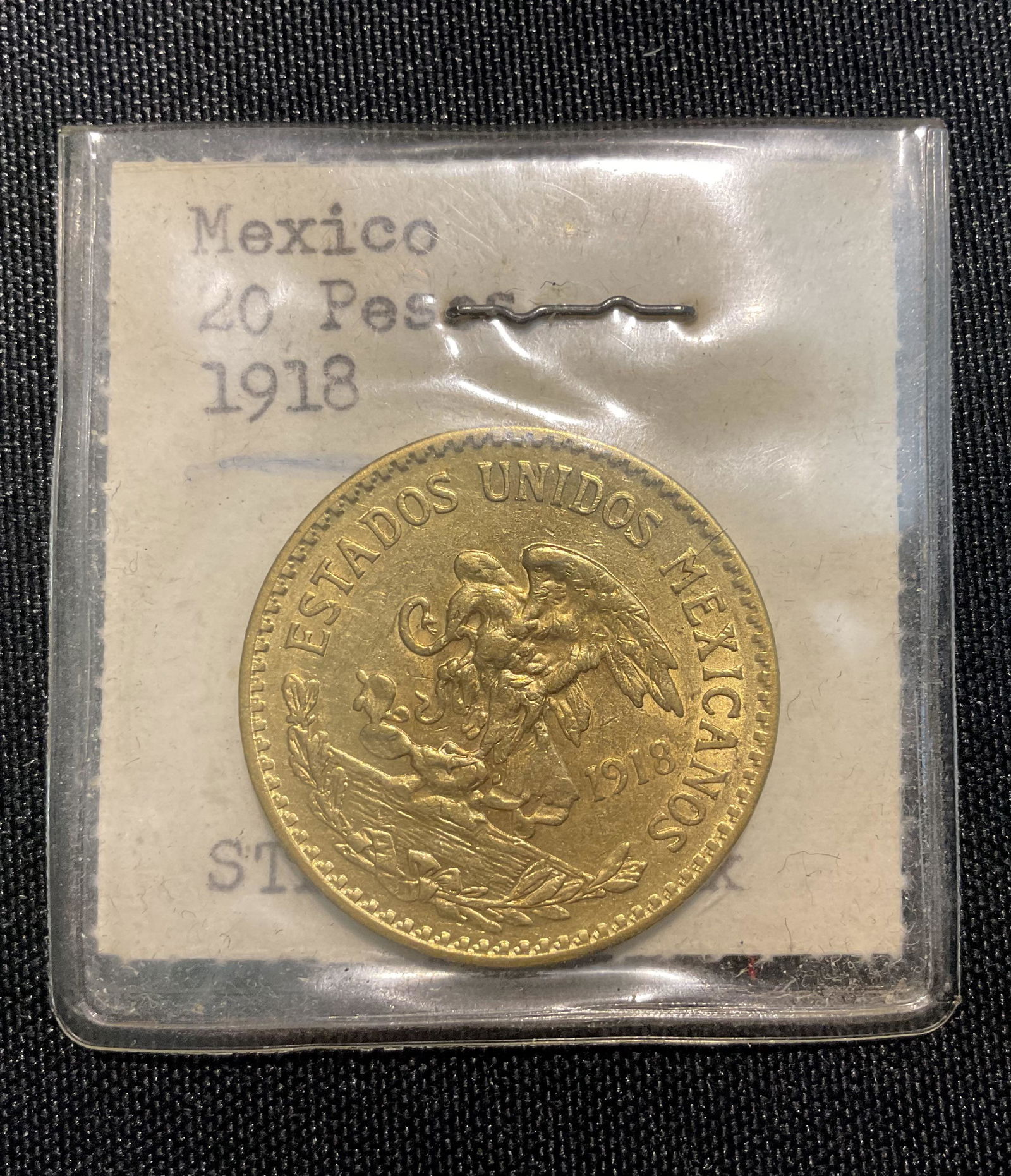 1918 Mexico 20 Peso Gold Coin Aztec Calendar (1 of 4)