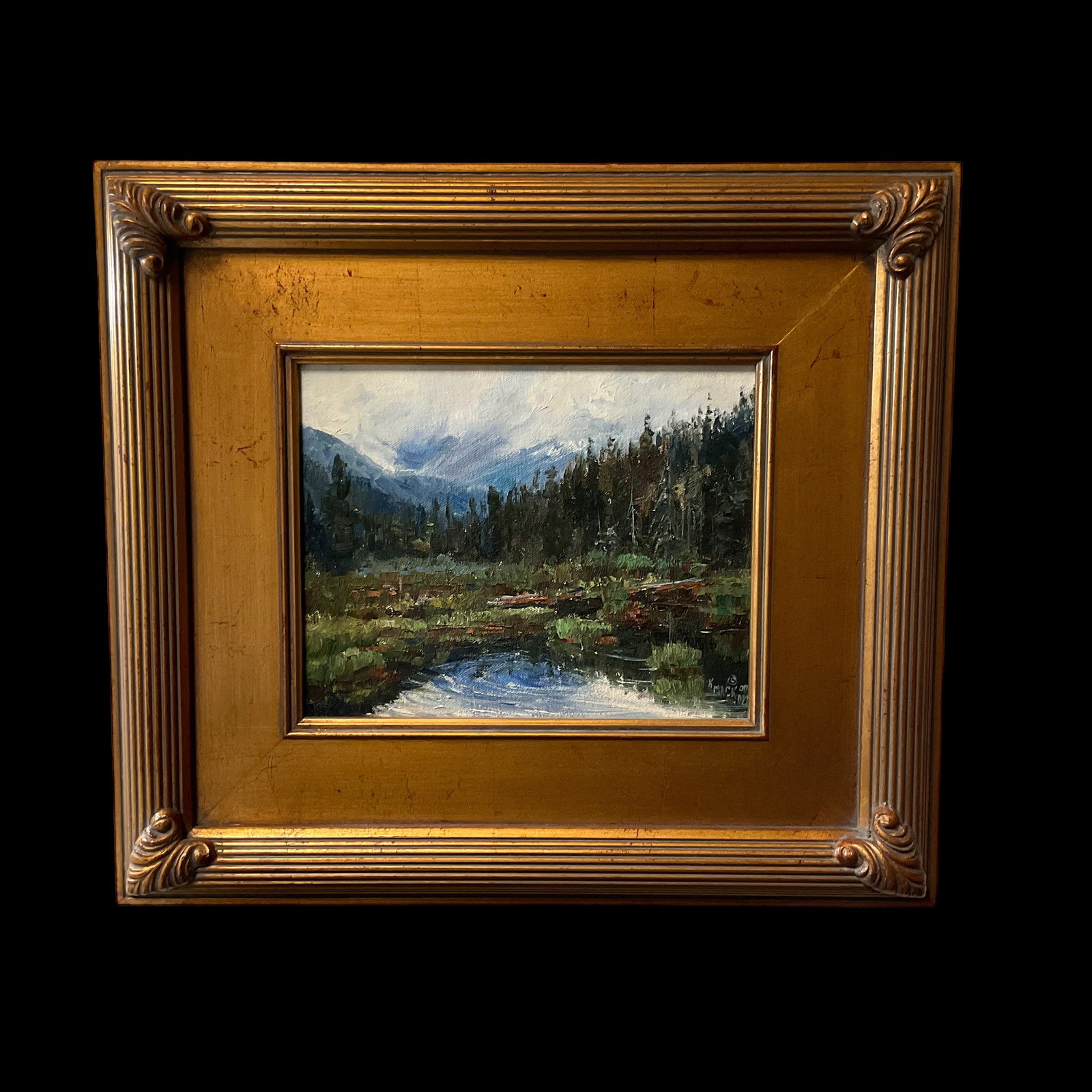Karol Mack Oil on Board, Early Morning Calm: Karol Mack, Oil on Board, Early Morning Calm, Measures: 9.5" W x 7.5" H Framed measures 17.75" W, 15.75" H x 2.5" D Condition: Very 
