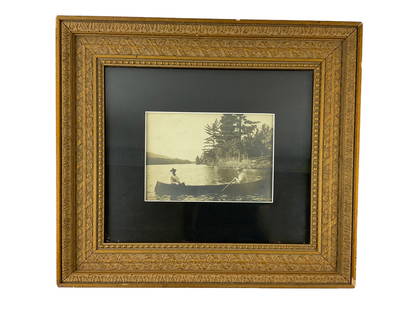 Original Photograph of Theodore (President) Roosevelt: Original Photograph of Theodore (President) Roosevelt in an Adirondack Guideboat. Photograph Measures: 6.25” H x 9” W Frame Measures: 18.25” H x 20.5” W x 1.5” D Wei