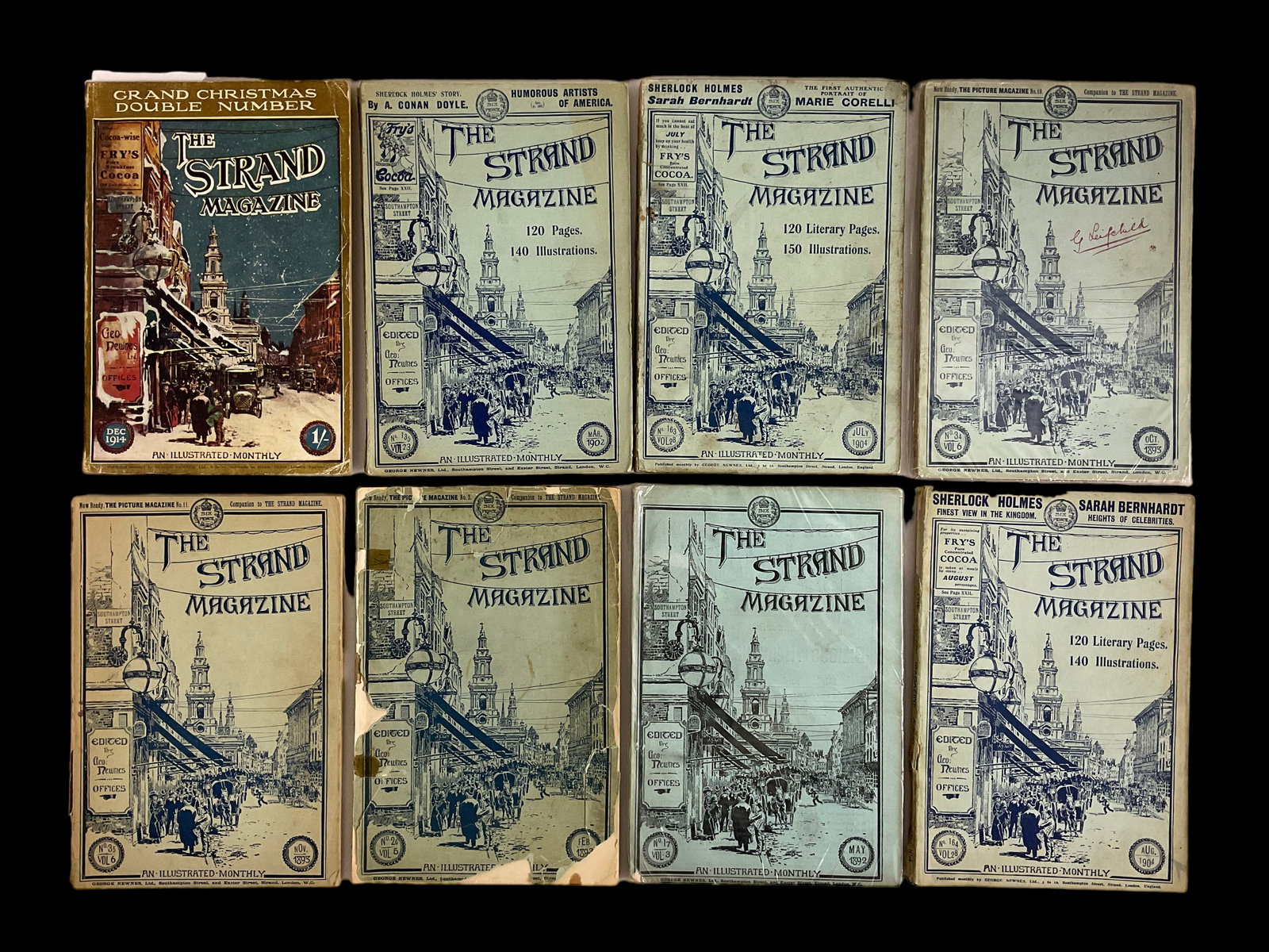 Group of 8 The Strand Magazine A. Conan Doyle Sherlock Holmes: Group of 8 The Strand Magazine, the original publication of Sherlock Holmes short stories by Arthur Conan Doyle, The Strand Magazine, May 1892, The Adventure of the Beryl Coronet, Condi