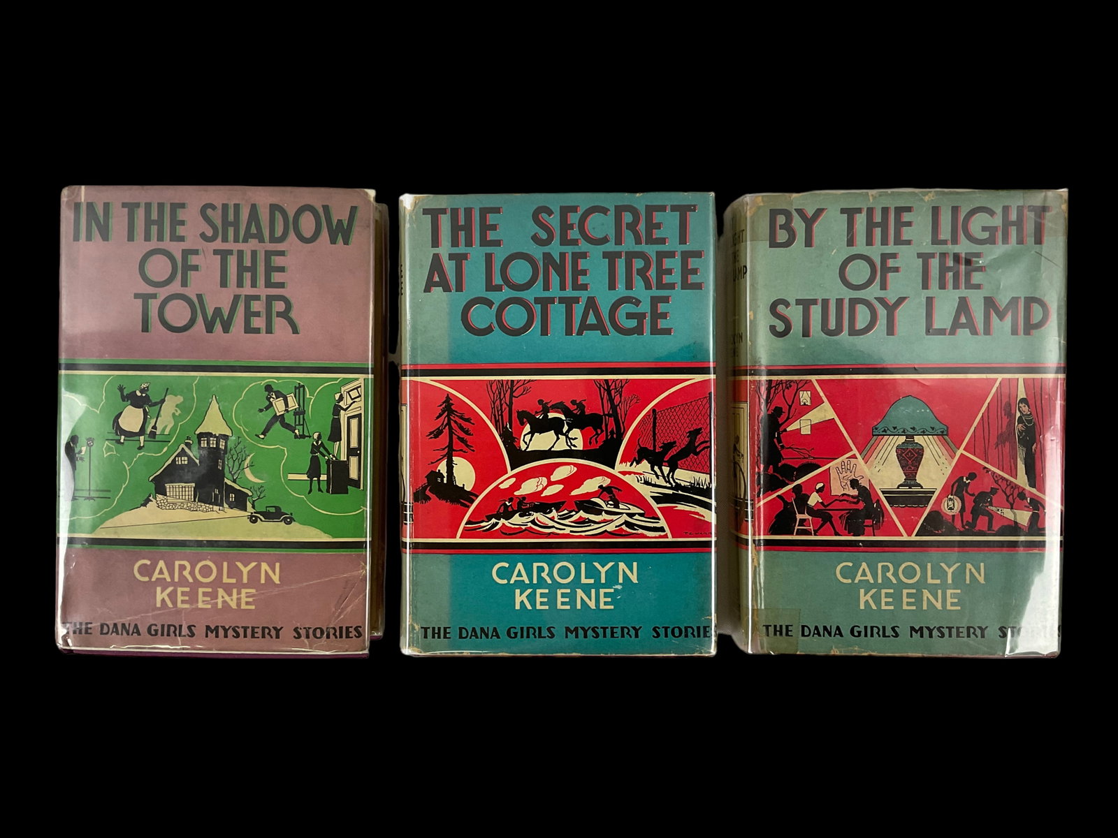 Carolyn Keene Group of 3 Dana Girls Mystery Stories: Carolyn Keene Group of 3 Dana Girls Mystery Stories, #1 By The Light Of The Study Lamp, Grosset & Dunlap, 1934, #2 The Secret At Lone Tree Cottage, Grosset & Dunlap, 1934, #3 In The Shadow Of 