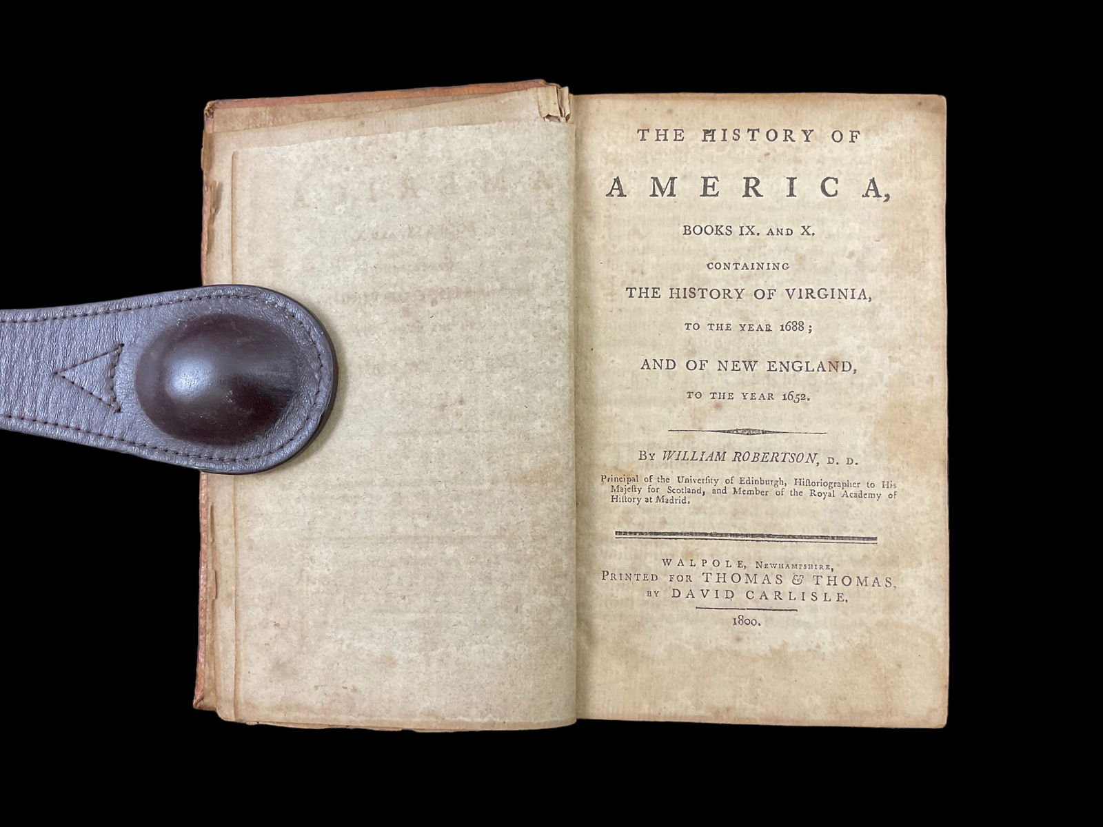 Robertson "The History of America Books IX and X Virginia New England 1800 (1 of 9)