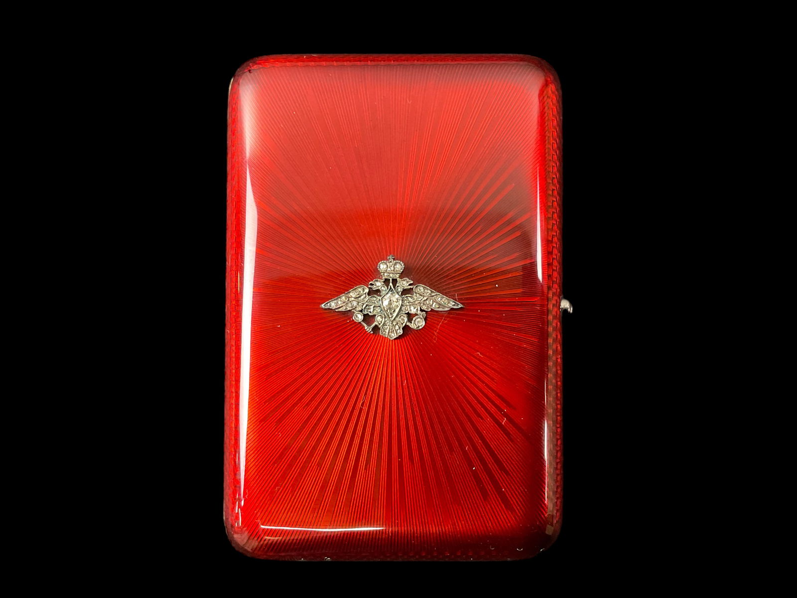 Stunning Silver-Gilt, Red Enamel and Diamond Faberge Cigarette Case (1 of 19)