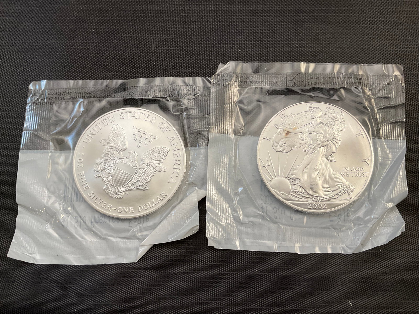 2001 and 2002 American Eagle 0.999 Silver Coins (1 of 6)