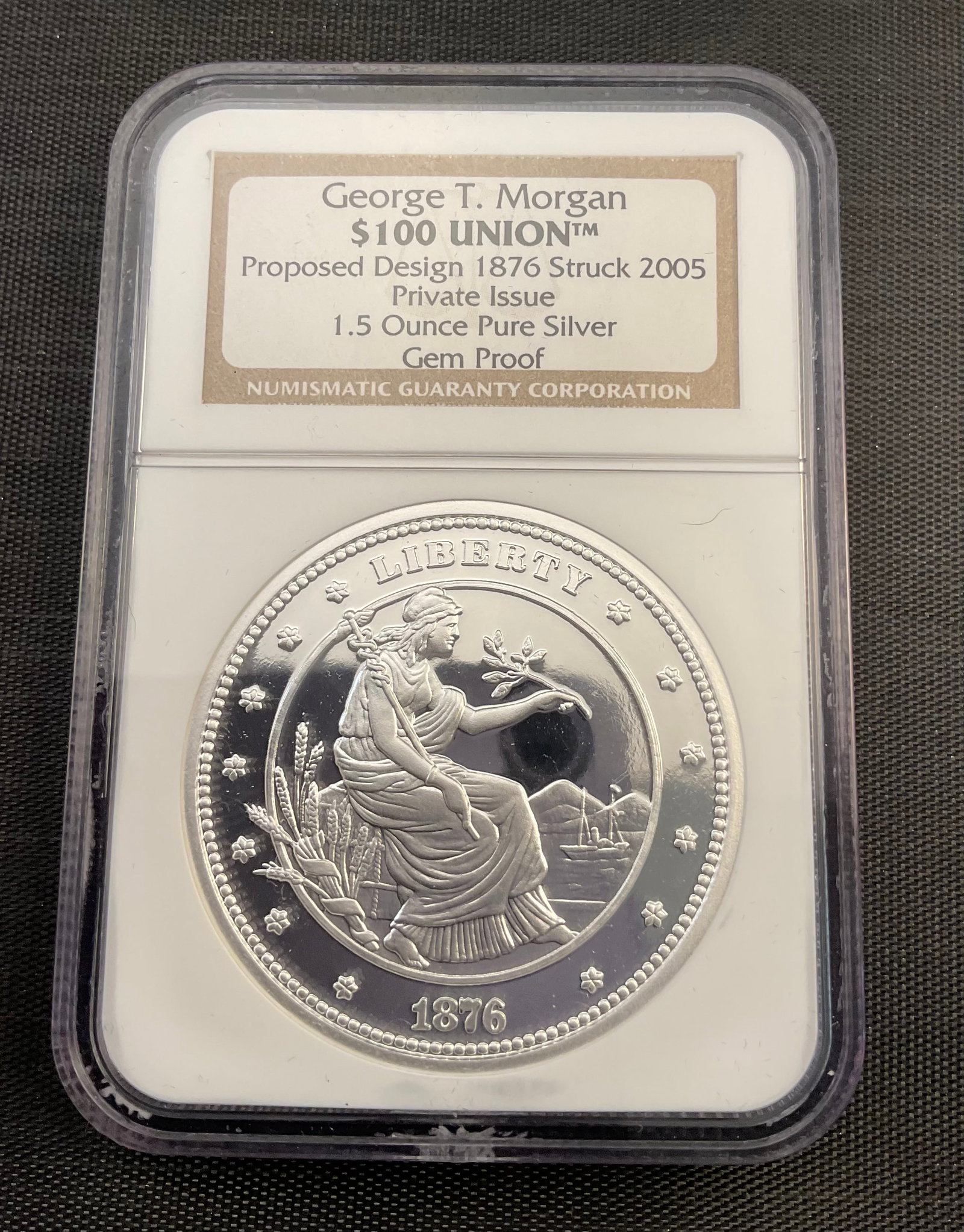 George T. Morgan 1.5 Ozt .999 Silver $100 Union Proposed Design 1876 Struck 2005 (1 of 8)